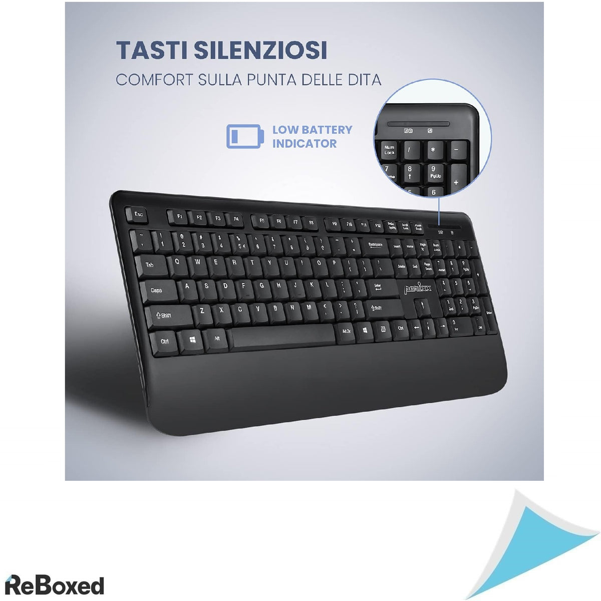 Perixx PERIDUO-714 – Tastatura si Mouse Wireless, Layout Italian