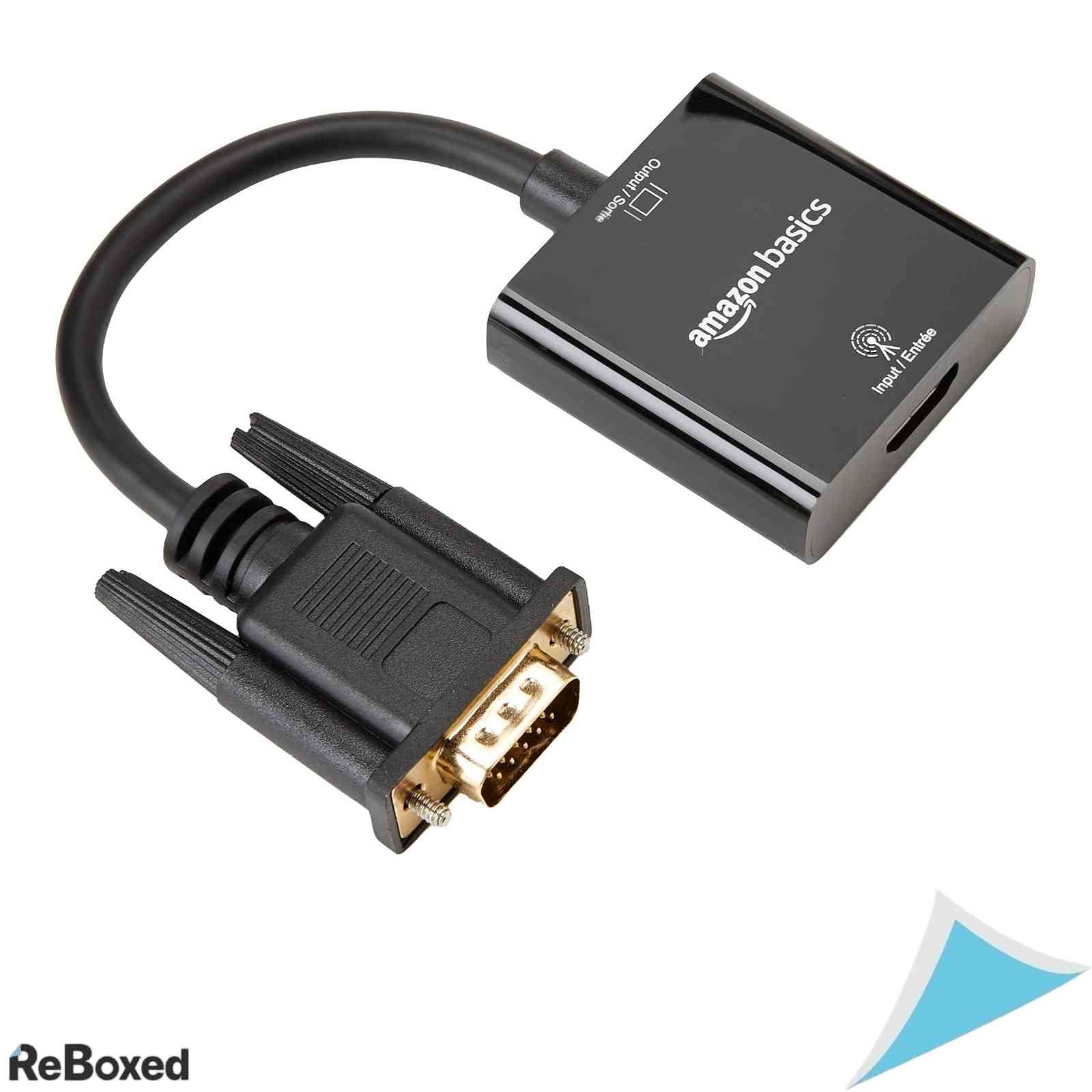 Adaptor HDMI Mama la VGA Tata Amazon Basics, Port Audio 3.5 mm, Full HD 1080p, Negru