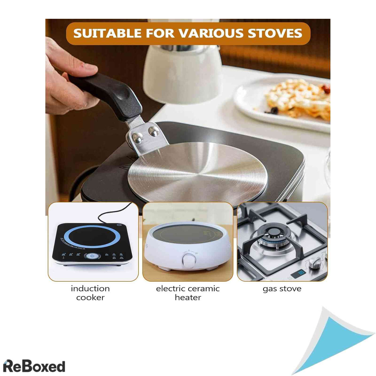 Adaptor plita inductie 13 cm, disc difuzor de caldura din inox pentru cafetiera si vase