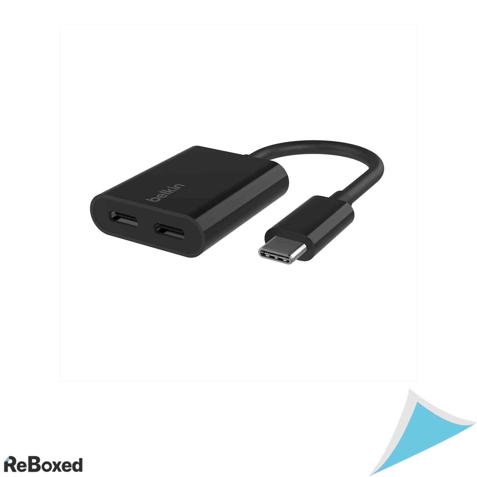 Adaptor Splitter Belkin RockStar USB-C Audio si Incarcare Fast Charge 60W Power Delivery, Negru
