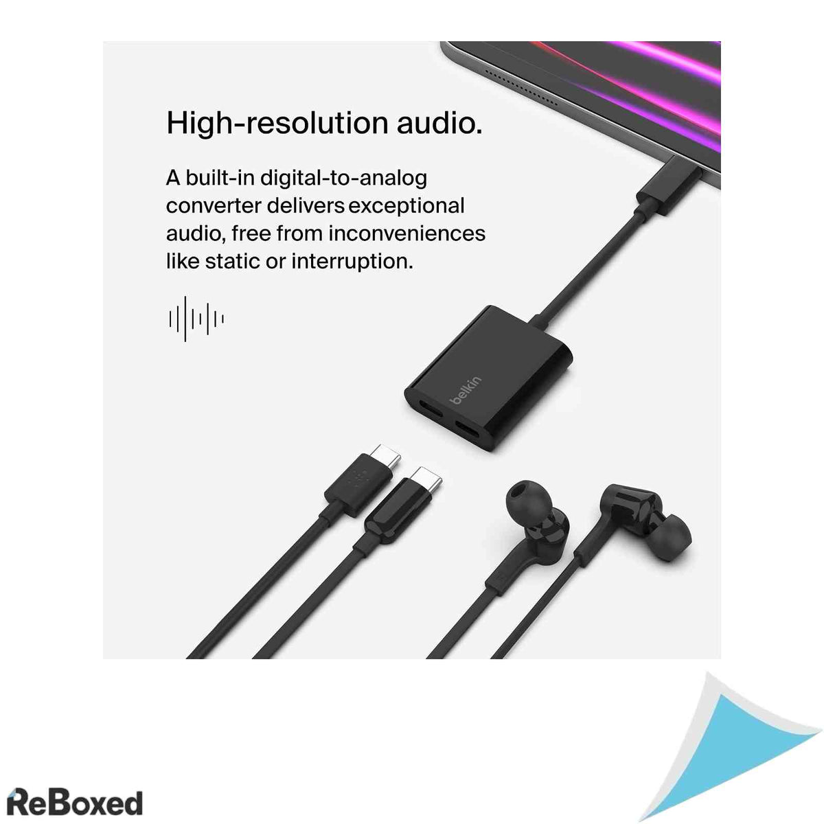 Adaptor Splitter Belkin RockStar USB-C Audio si Incarcare Fast Charge 60W Power Delivery, Negru