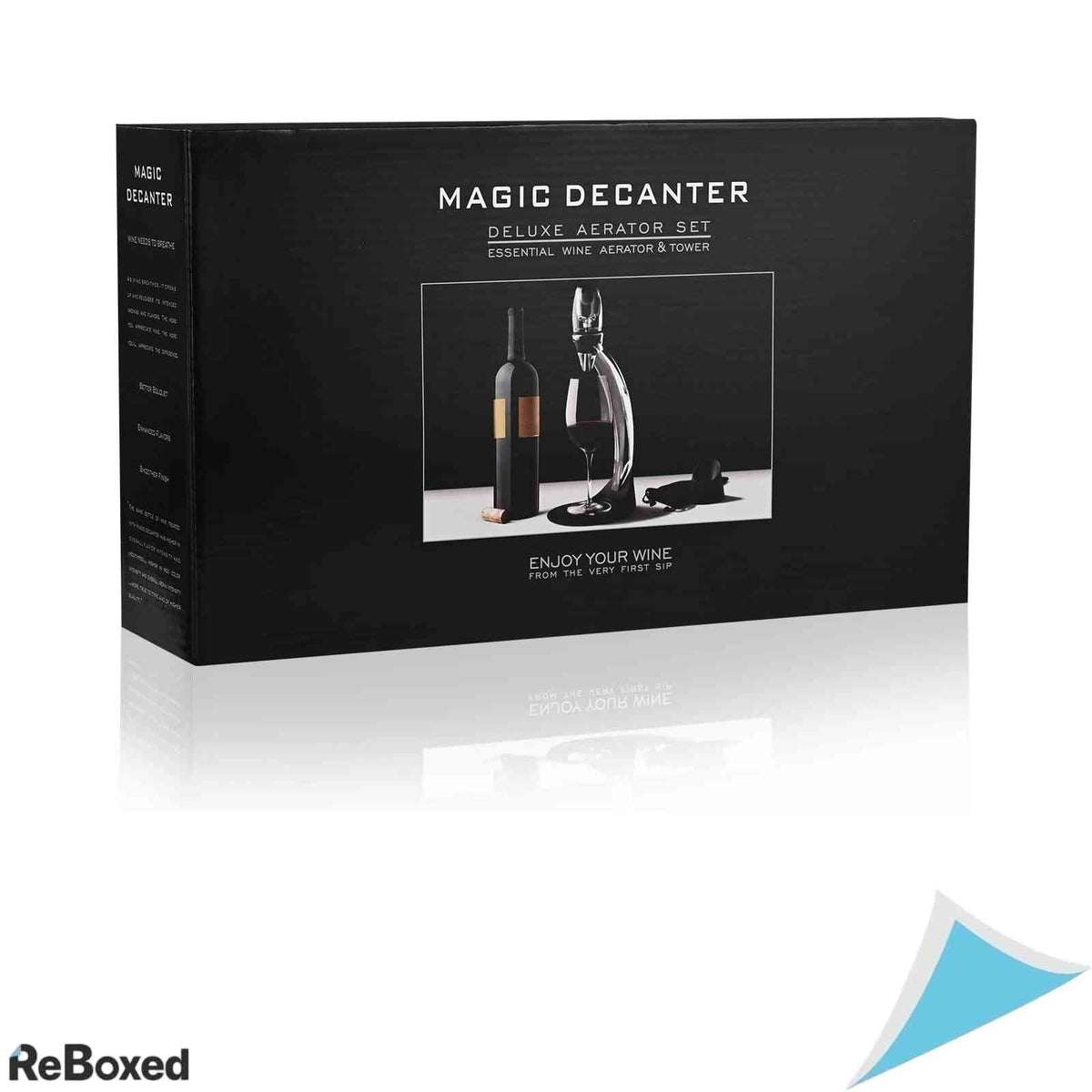 Aerator Decantor pentru Vin Cieex cu Suport de Masa Filtru si Set Accesorii Desfacator Taietor Capsula Dop Turnator Inox si Negru