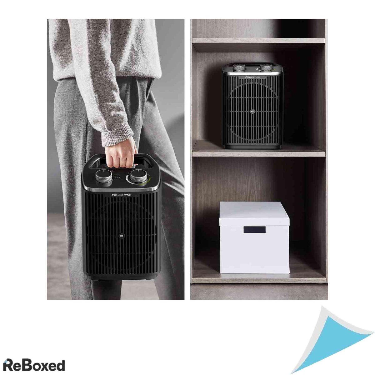 Aeroterma Compacta Rowenta Instant Comfort Compact 2000 Putere Reglabila 2 Trepte Mod Ventilatie Rece Termostat Mecanic Maner Transport Negru/Gri