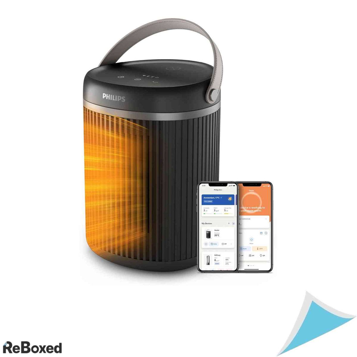 Aeroterma Inteligenta Conectata Philips Seria 3000 Putere 2000W Incalzire Rapida EcoAI Economie Energie Oscilatie 45 Grade Silentios 24dB Aplicatie Air Plus Gri Inchis