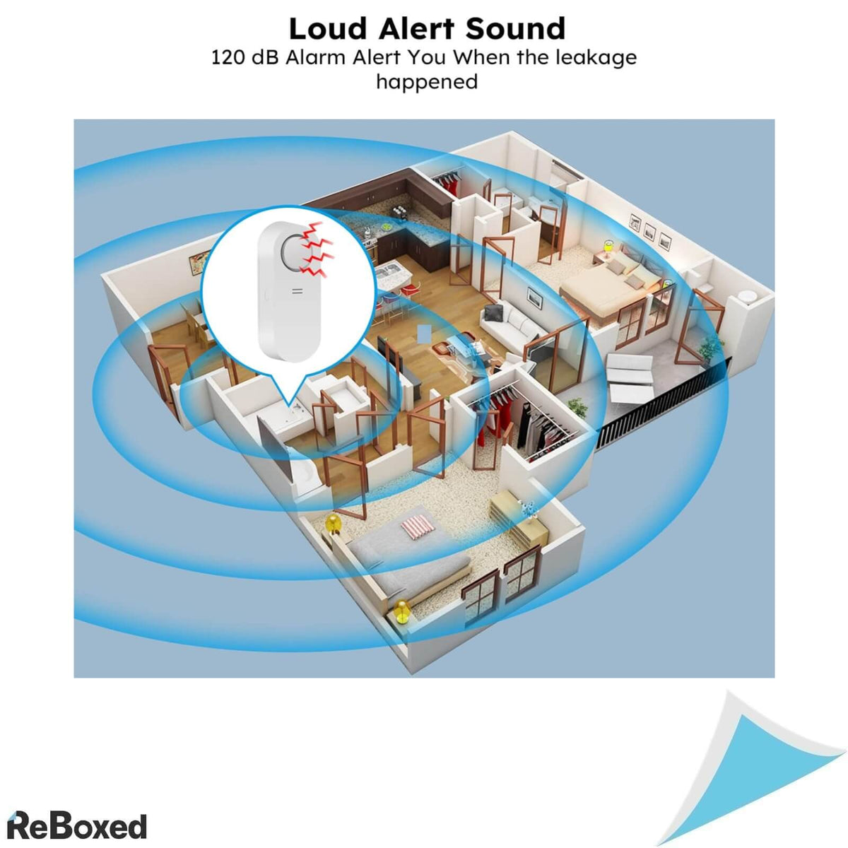 Agshome 2 Senzori cu Alarma pentru Scurgeri de Apa 120dB