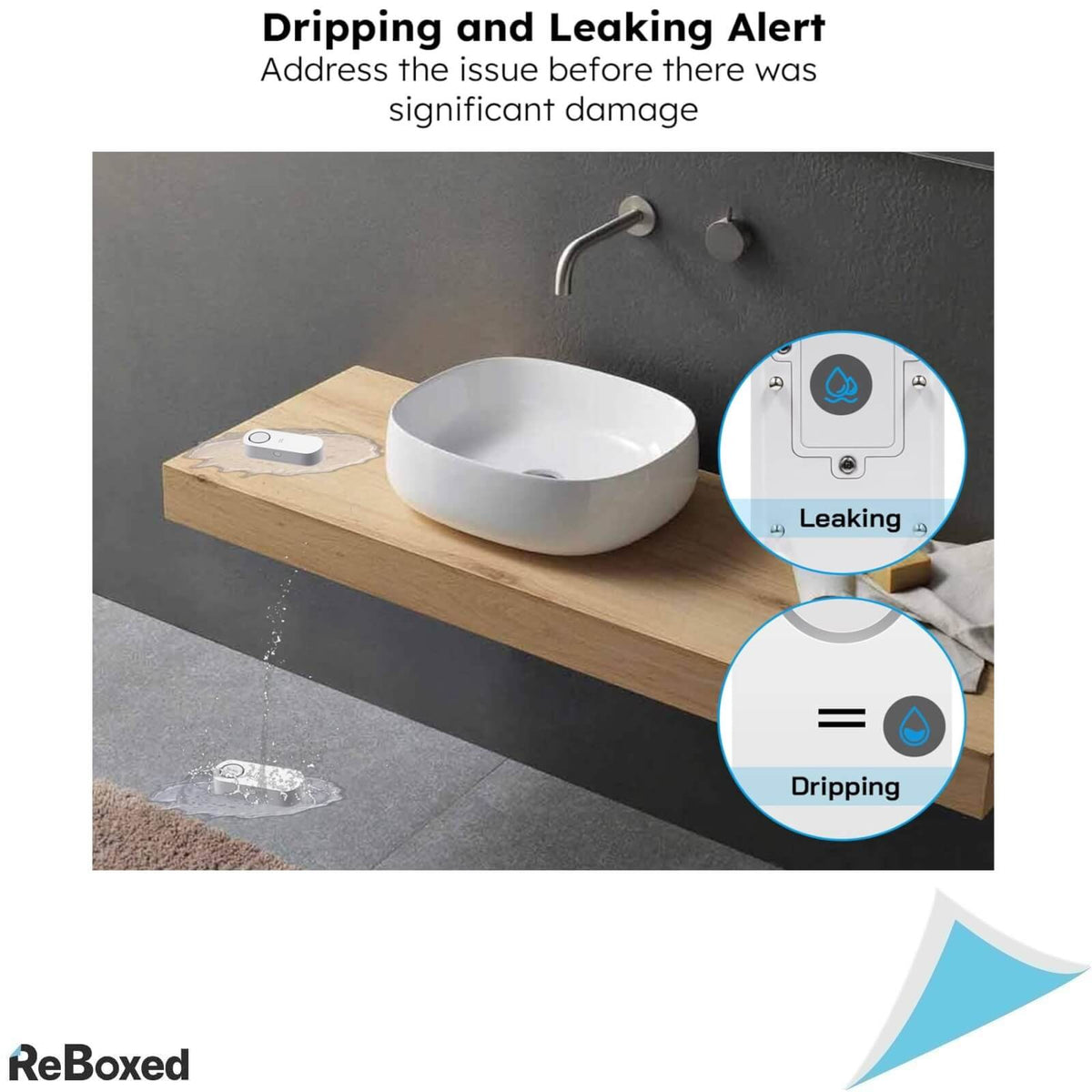 Agshome 2 Senzori cu Alarma pentru Scurgeri de Apa 120dB