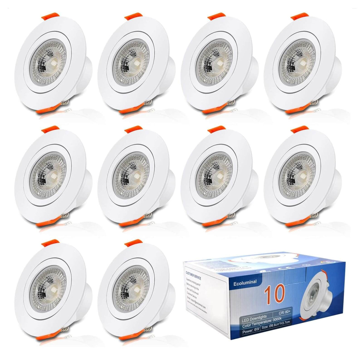Aialun Flat Set 10 Spoturi LED Incastrate 230V 6W IP44 500lm 3000K