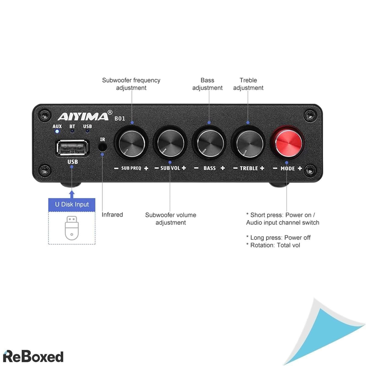 Aiymia B01 Amplificator Digital Bluetooth 100W USB