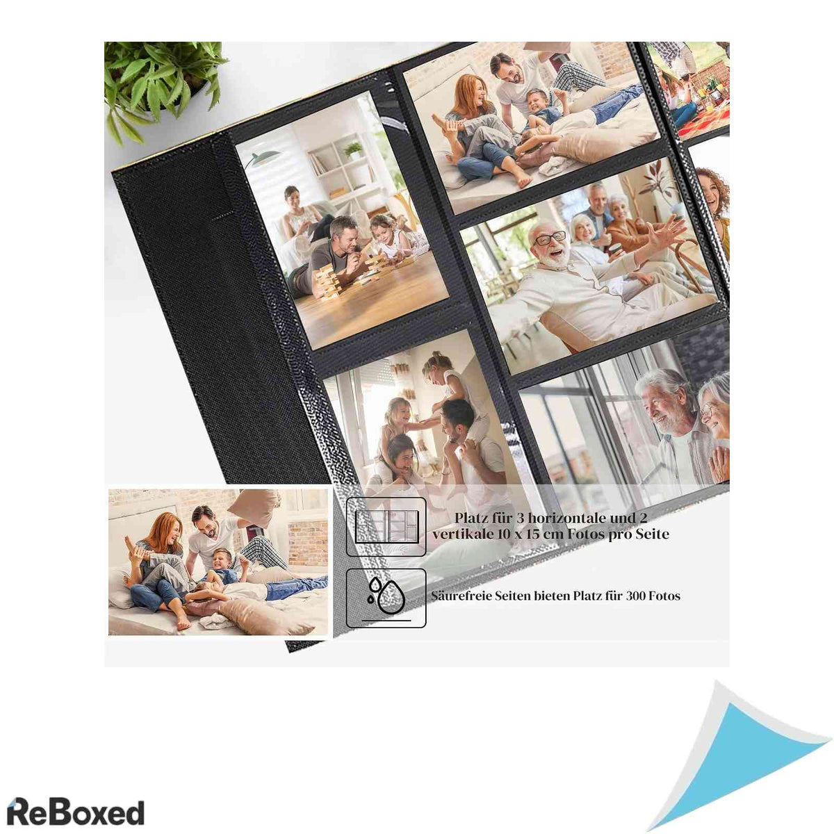Album Foto Vienrose 600 Poze 10x15 cm Coperta din In Bumbac Buzunare Slip-in Pagini Negre Beige