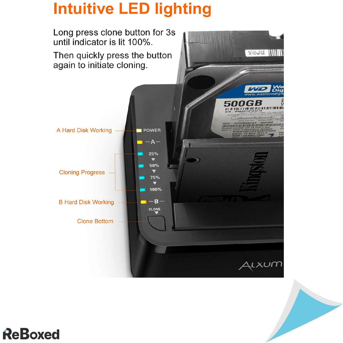 Alxum Docking Station USB-C 2 x HDD/SSD Functie Clonare 2x18TB
