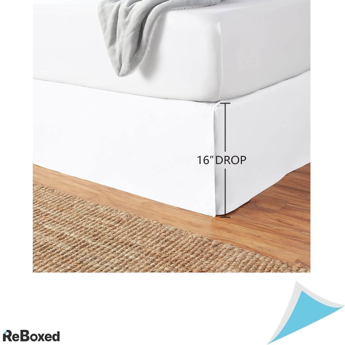 AmazonBasics Husa de Pat  cu Volane Alb Stralucitor 137 x 191 x 41 cm