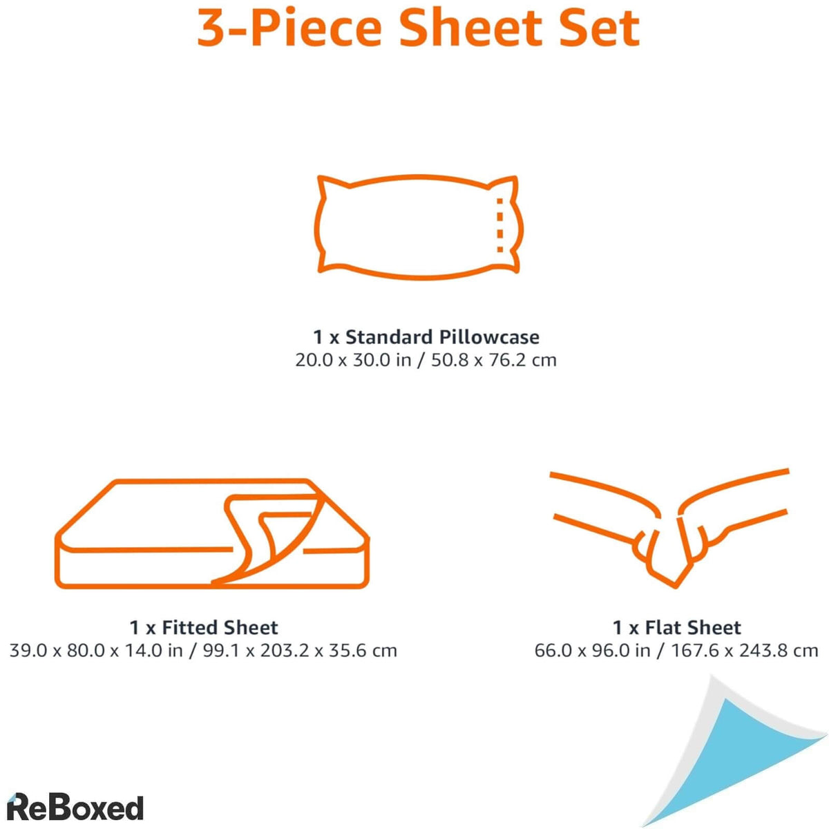 AmazonBasics Set Lenjerie de Pat din 3 Piese Albastru Deschis