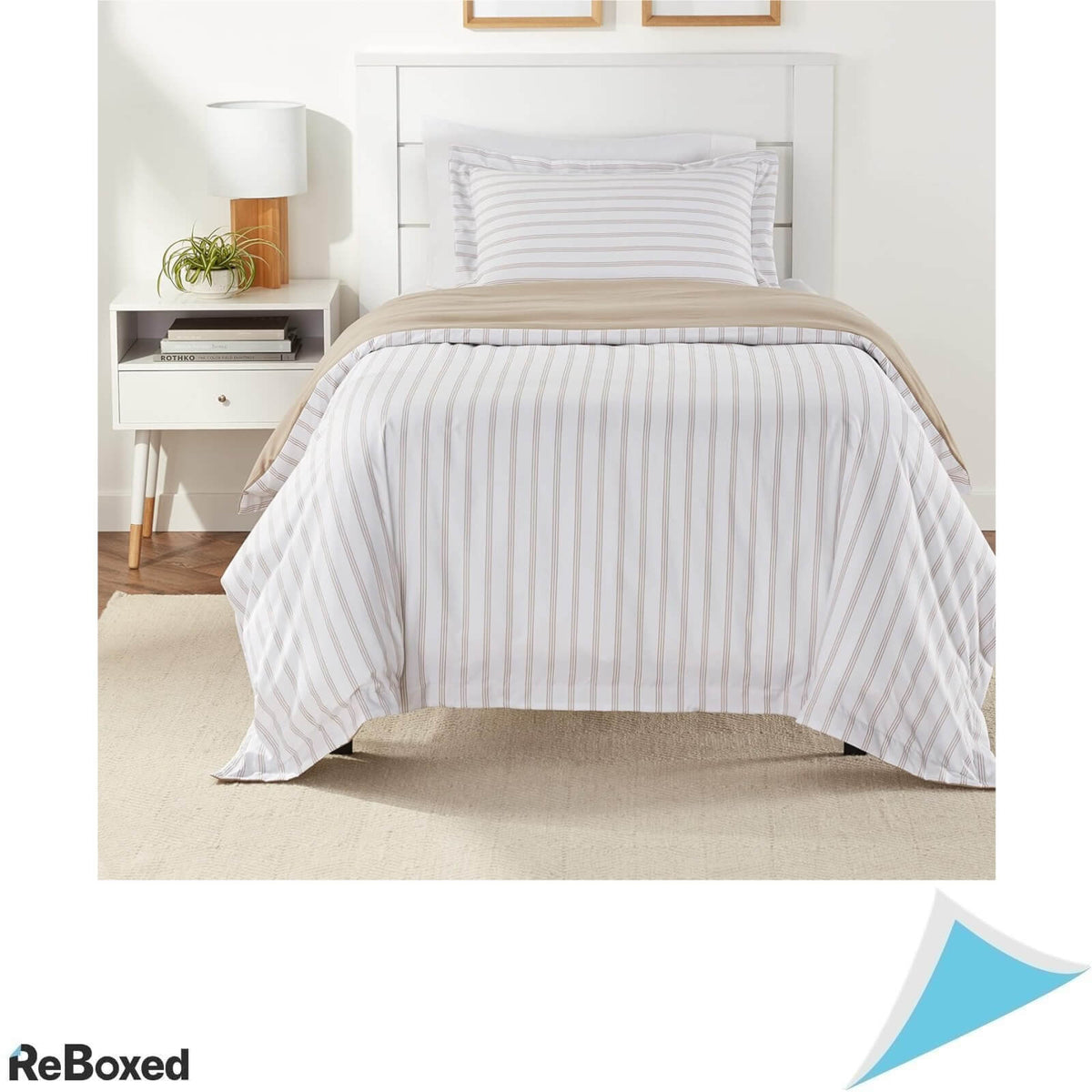 AmazonBasics Set Lenjerie de Pat Plic Pilota 168 x 229 Fata Perna 51 x 66 Dunga Taupe