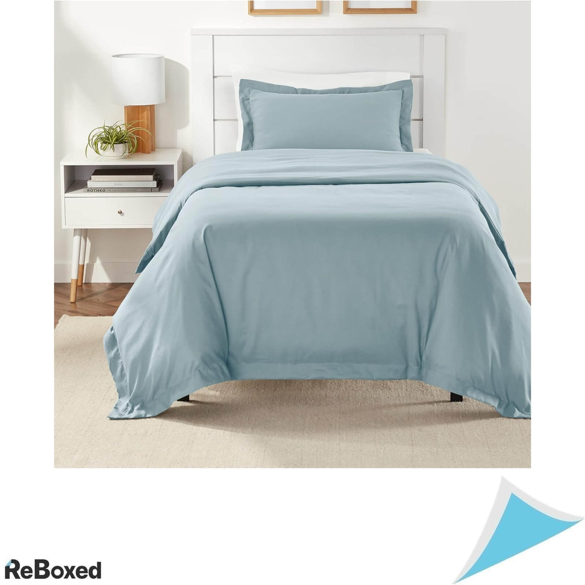 AmazonBasics Set Lenjerie de Pat Plic Pilota 168 x 229 Fata Perna 51 x 66 Spa Albastru