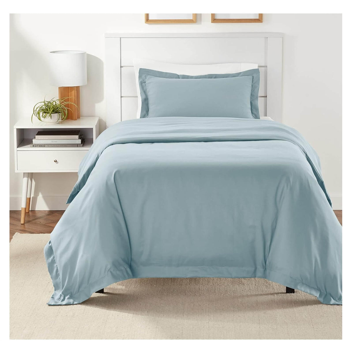 AmazonBasics Set Lenjerie de Pat Plic Pilota 168 x 229 Fata Perna 51 x 66 Spa Albastru