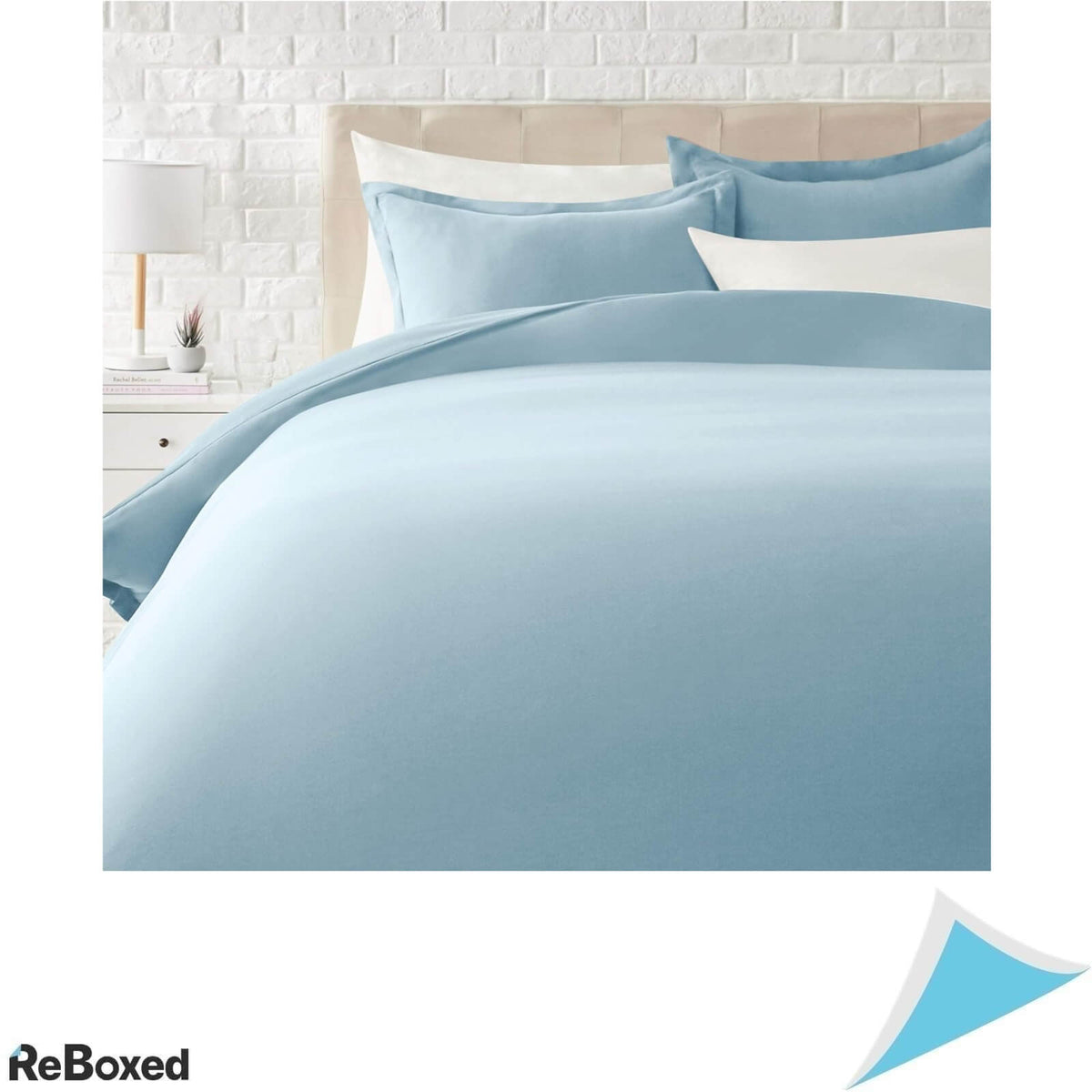 AmazonBasics Set Lenjerie de Pat Plic Pilota 224 x 224 si 2 Fete Perna 51 x 66 Albastru Spa