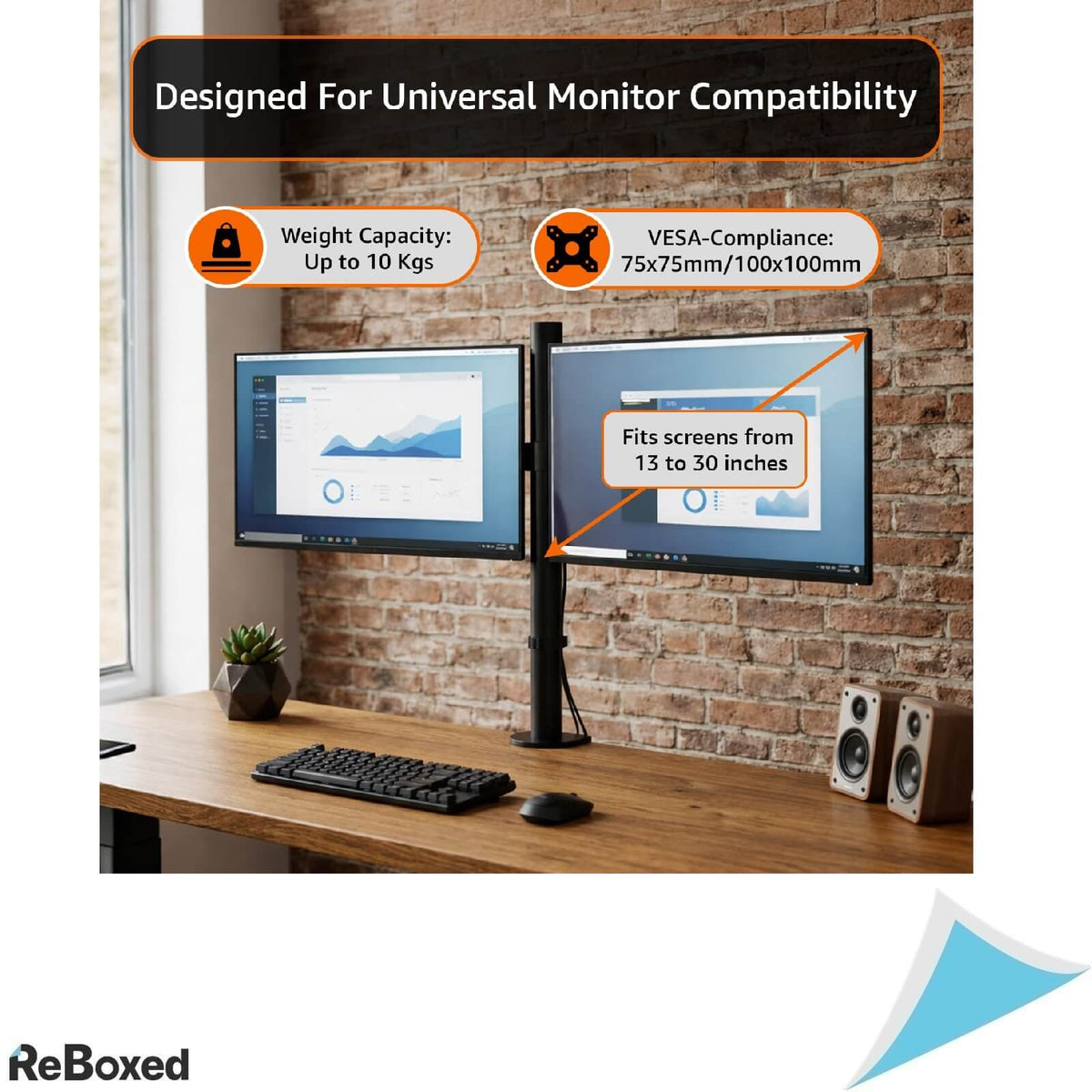 AmazonBasics Suport Dublu pentru Monitoare VESA