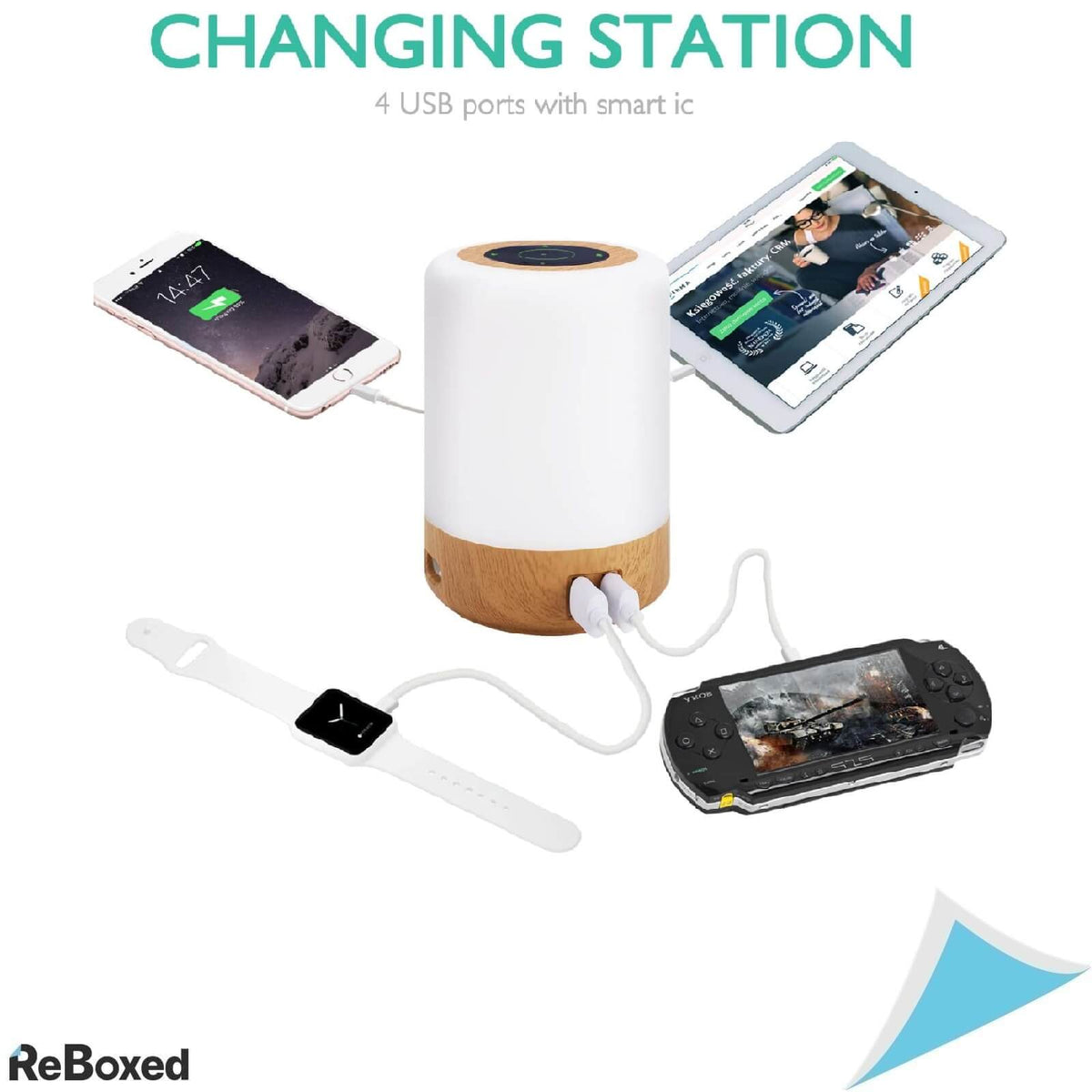 Amouhom Lampa de Birou cu 4 porturi USB Multicolora