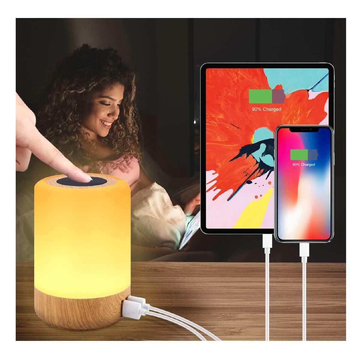 Amouhom Lampa de Birou cu 4 porturi USB Multicolora