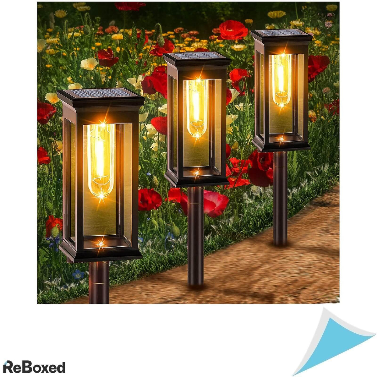 Amzxart Set 4 Lampi Solare pentru Exterior LED