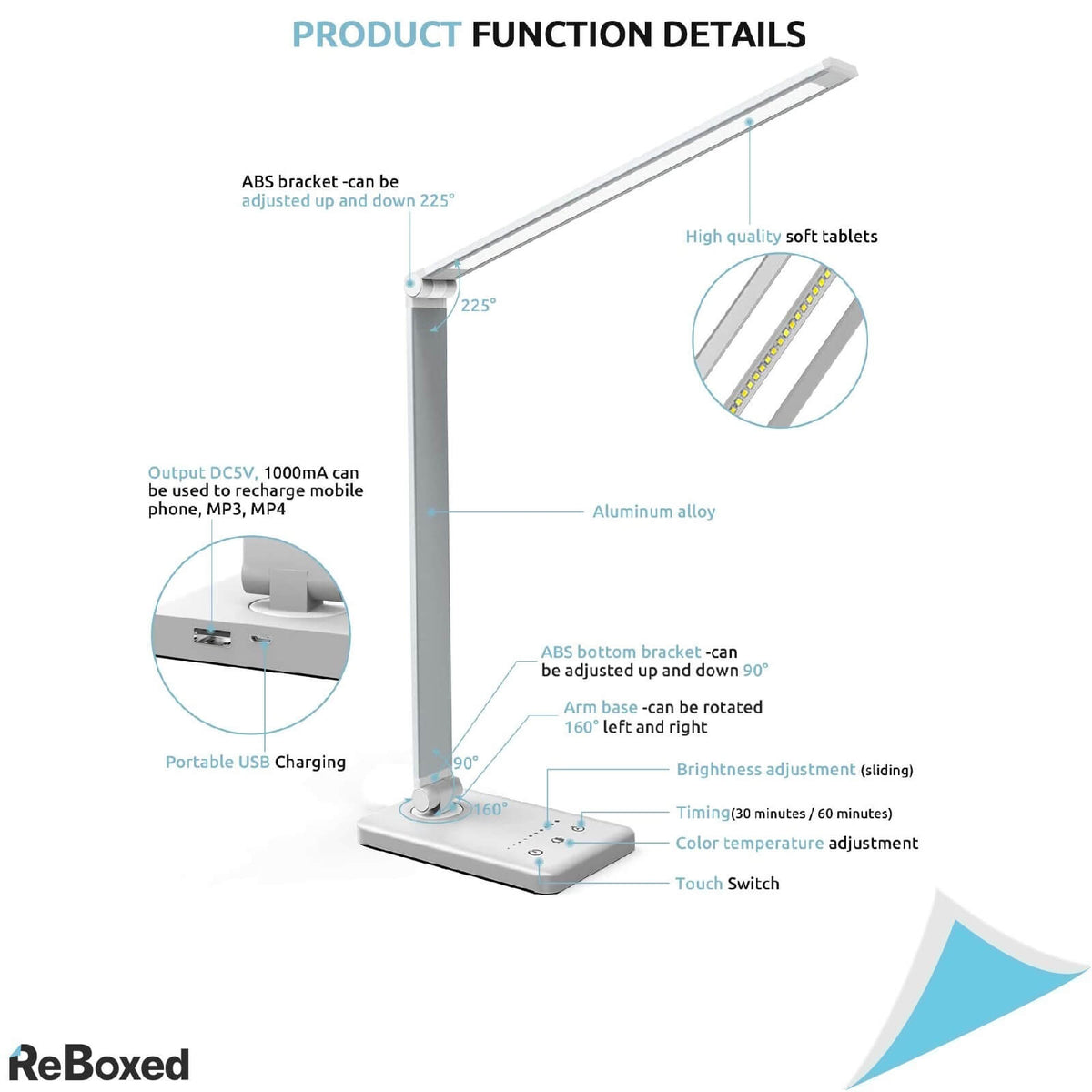 Angdarun Lampa LED de Birou USB Acumulator Dimabila 10 Trepte