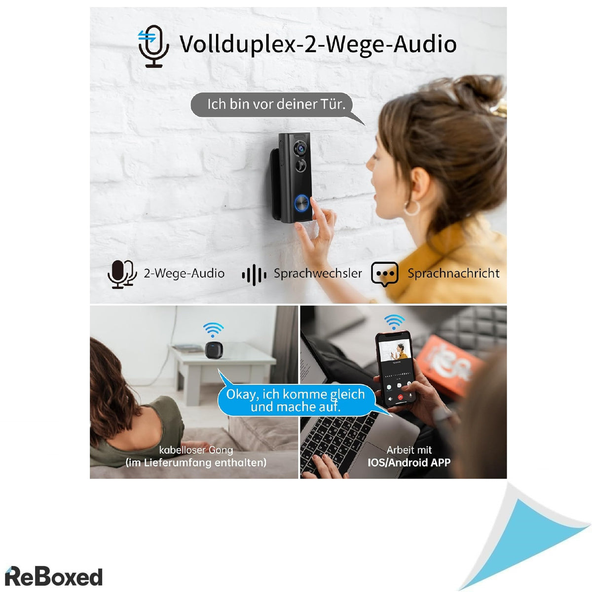 Ankway Sonerie Video WiFi 1080P – Sonerie Intelligente cu Camera, PIR, Audio 2-Way, Night Vision, IP65