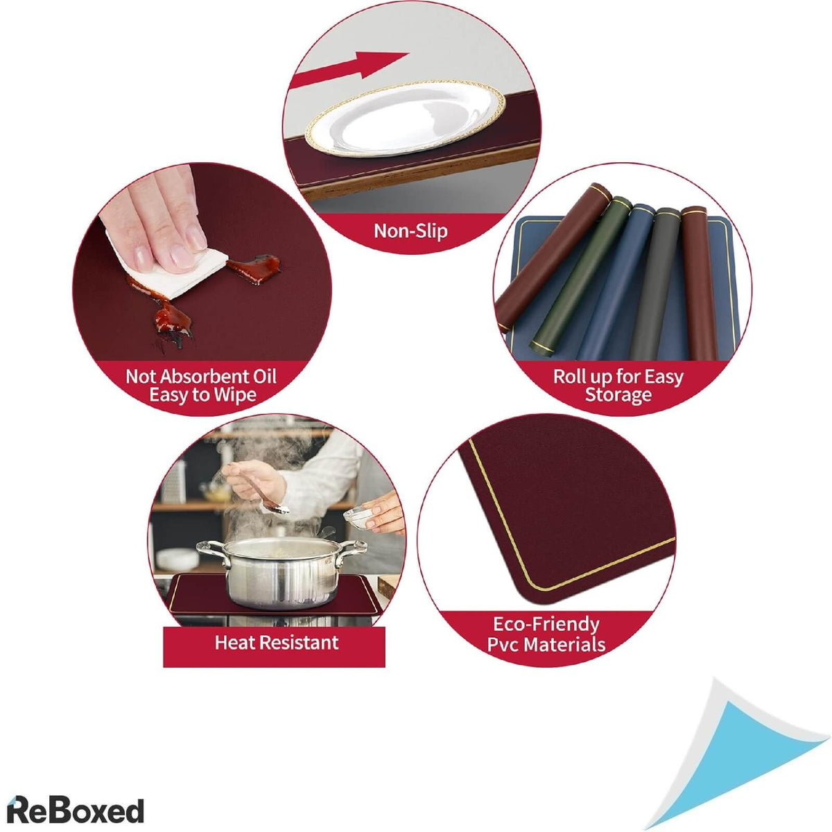 Aoeeppa Set 6 Covorase pentru Masa 41 x 31 cm Rosu