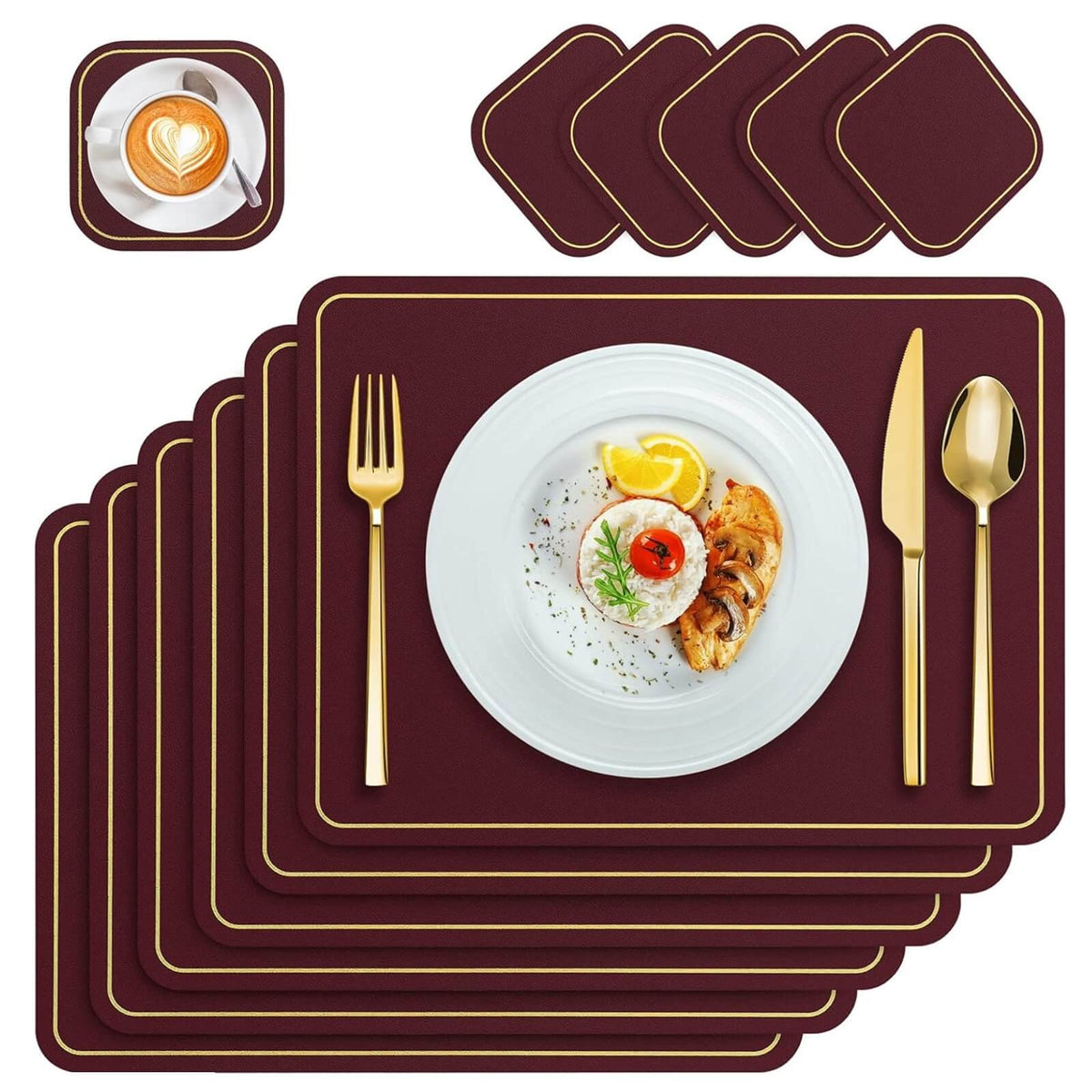 Aoeeppa Set 6 Covorase pentru Masa 41 x 31 cm Rosu