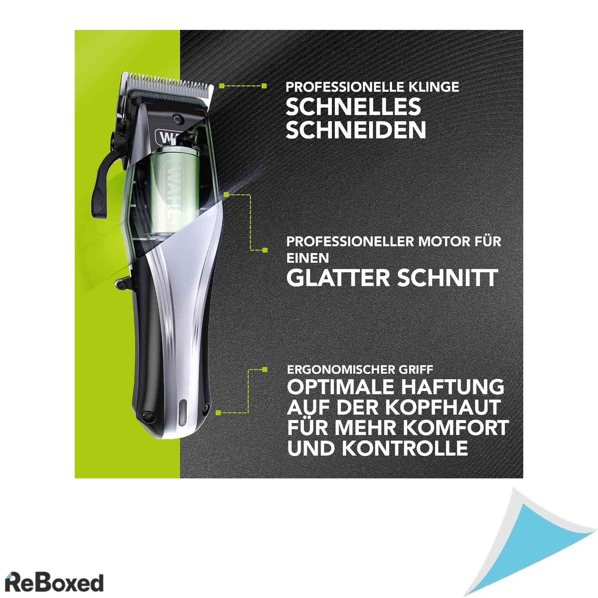 Aparat de Tuns Fara Fir Wahl Rapid Clip Taper Arm Lame Inox Autoincutitoare Autonomie 120 Min