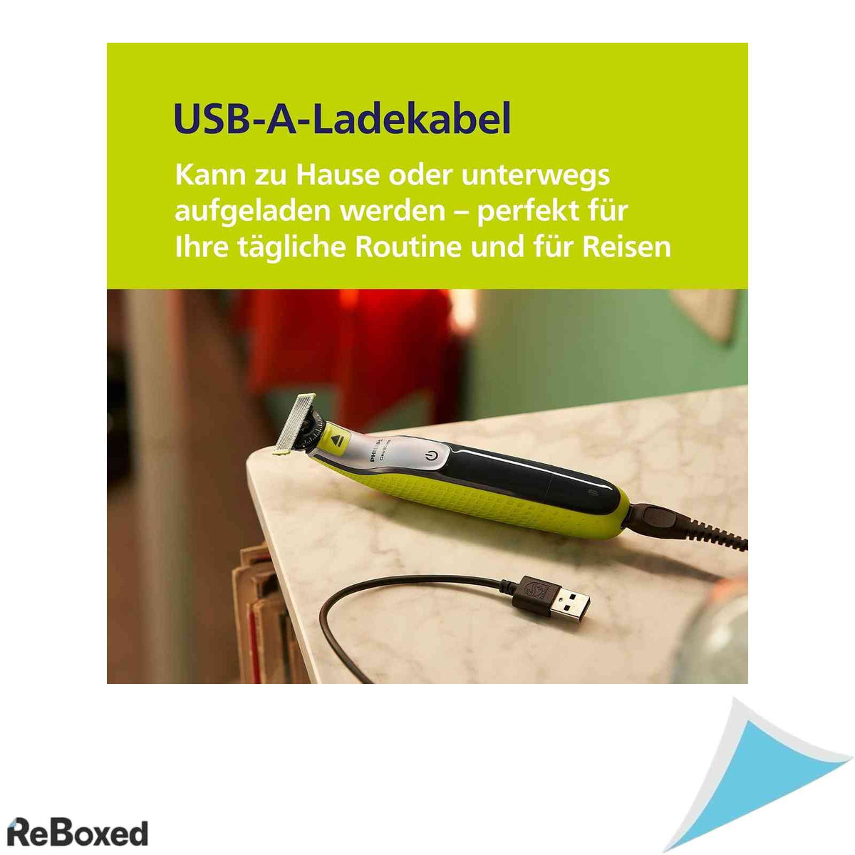 Aparat de Tuns si Ras Philips OneBlade 360 Face QP2734/30 cu 2 Klingen 360 si Pieptene Reglabil 5 in 1 Incarcare USB