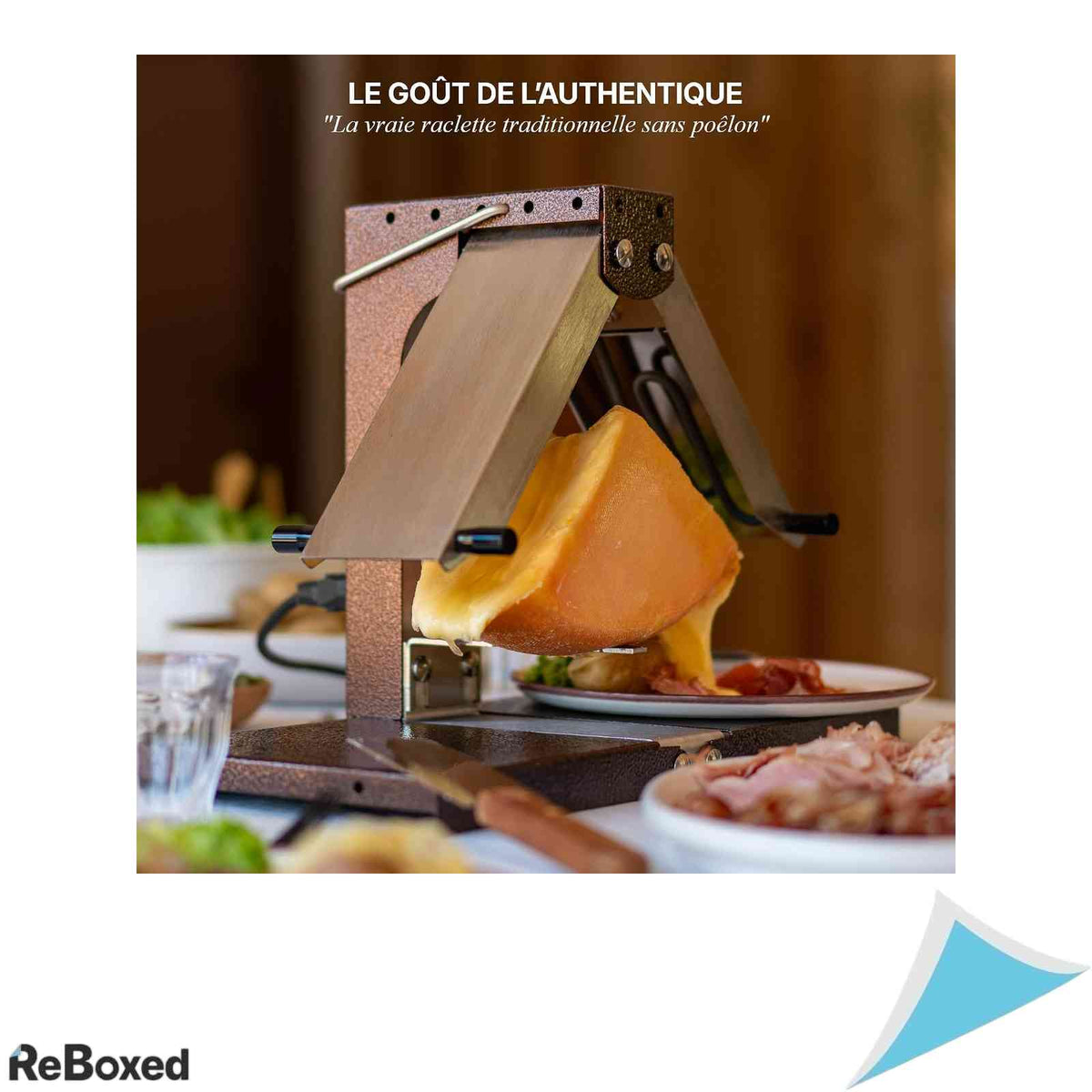 Aparat Traditional Raclette Bron Coucke BREZ01 Putere 230V Rampa Incalzire Reglabila Pliabil pentru 1-4 Persoane Inox Fabricat in Franta