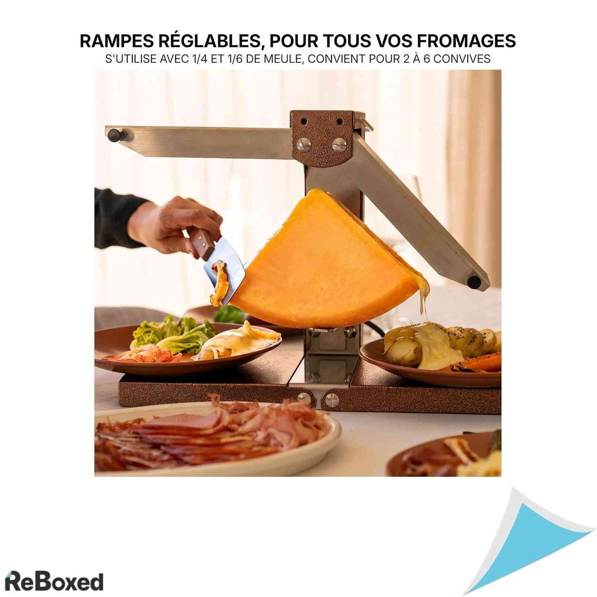 Aparat Traditional Raclette Bron Coucke BREZ01 Putere 230V Rampa Incalzire Reglabila Pliabil pentru 1-4 Persoane Inox Fabricat in Franta