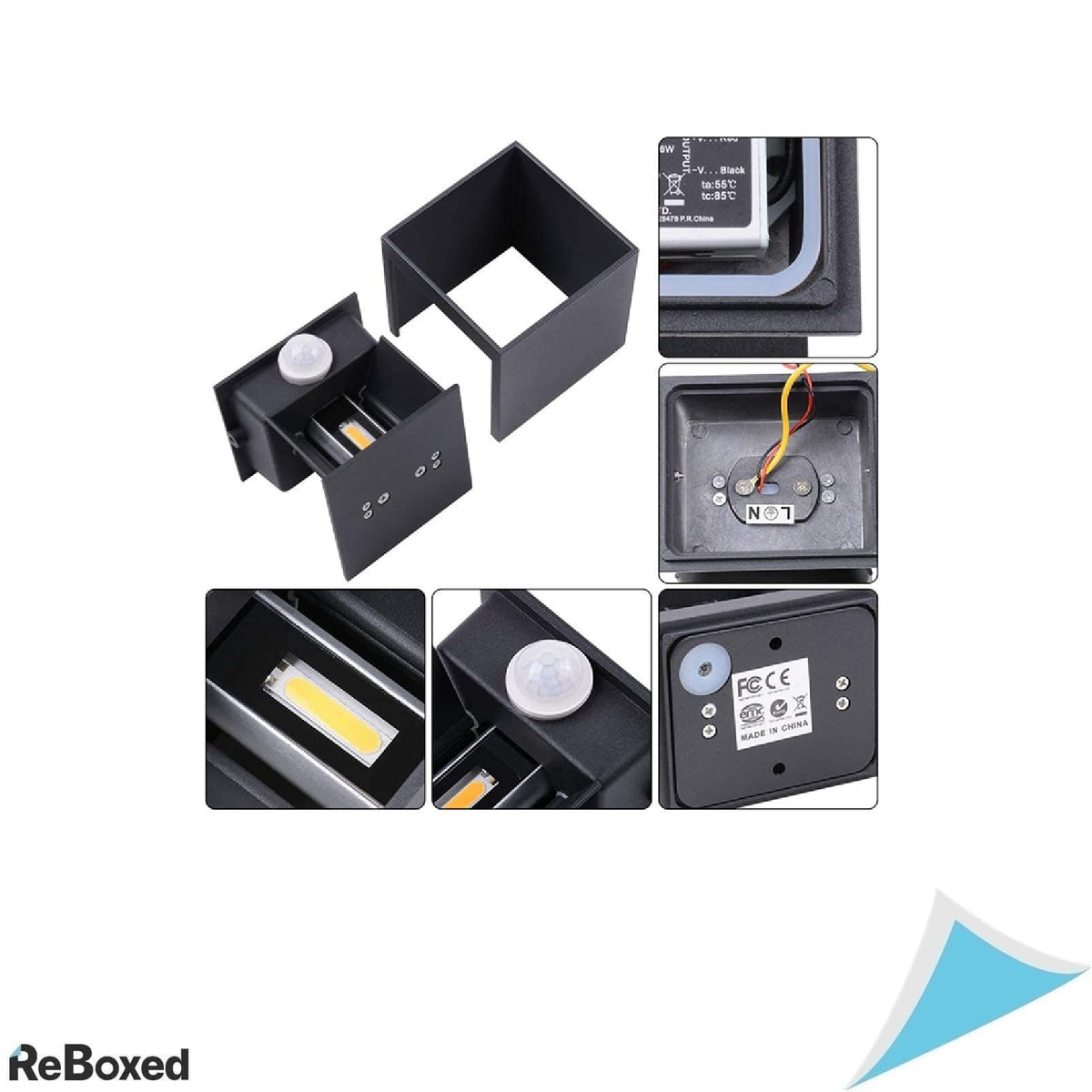 Aplica LED Exterior/Interior 12W cu Senzor de Miscare, IP65, Lumina Alba Calda, Aluminiu, Antracit
