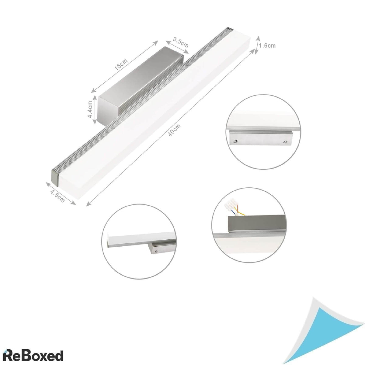 Aplica LED pentru Oglinda Baie 40 cm, 8W, 800 lm, Lumina Naturala 4000K, IP44, Inox, Montaj pe Perete