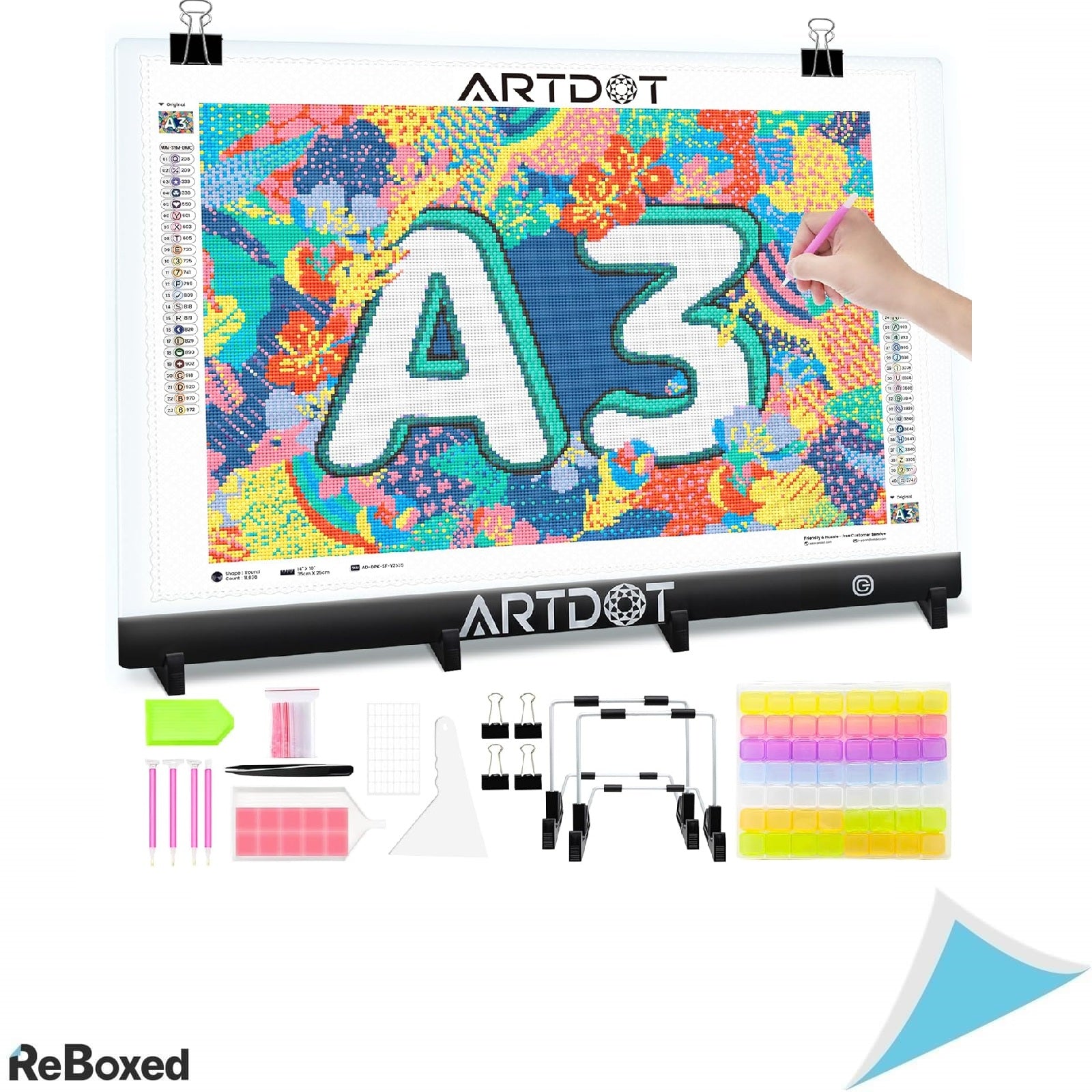 ARTDOT A3 LED Light Pad – Kit Complet pentru Diamond Painting, Desen sau Schite, cu Luminozitate Reglabila