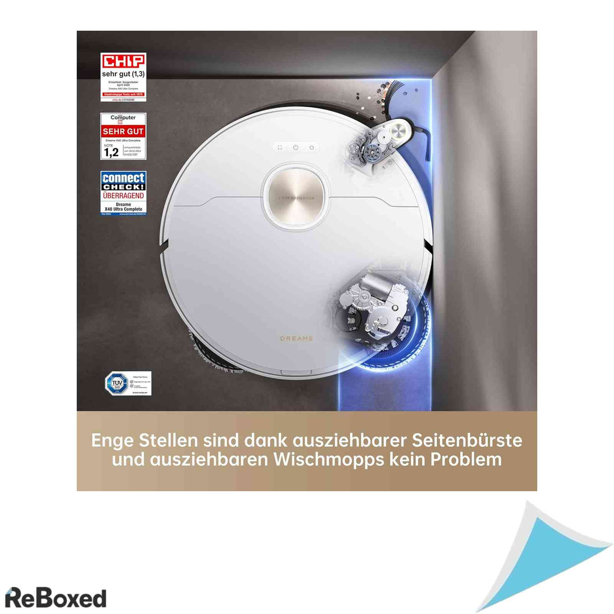 Dreame X40 Ultra Complete Aspirator robot cu mop spalare 70°C si aspirare 12000 Pa alb