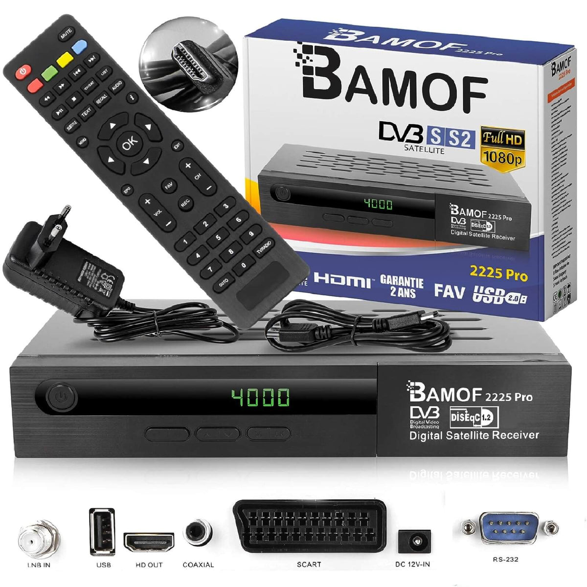 Bamof 225 Pro Receptor Digital Satelit HDMI Full HD 1080P