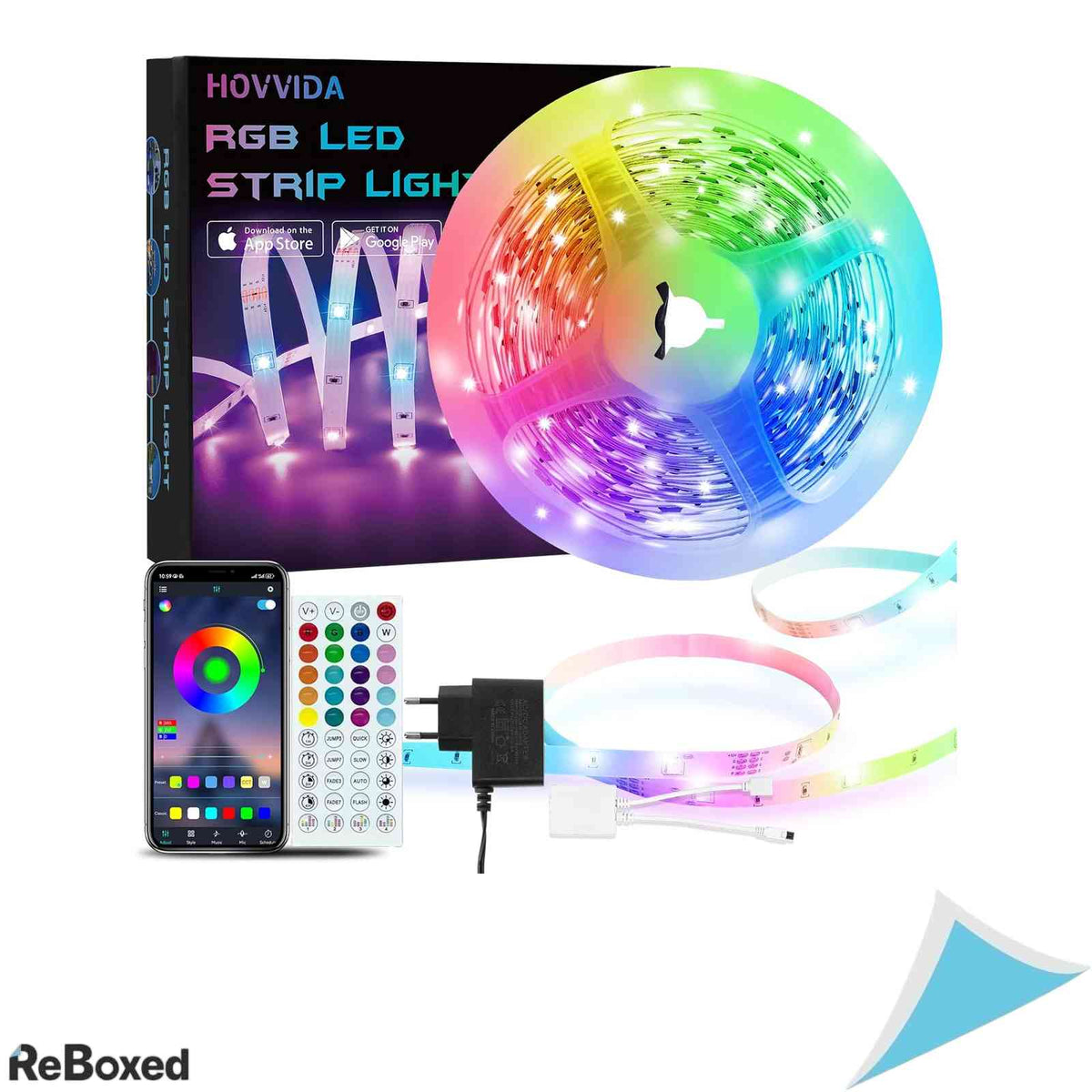 Banda LED HOVVIDA, 5 metri, 150 LED-uri RGB, Control prin Aplicatie si Telecomanda