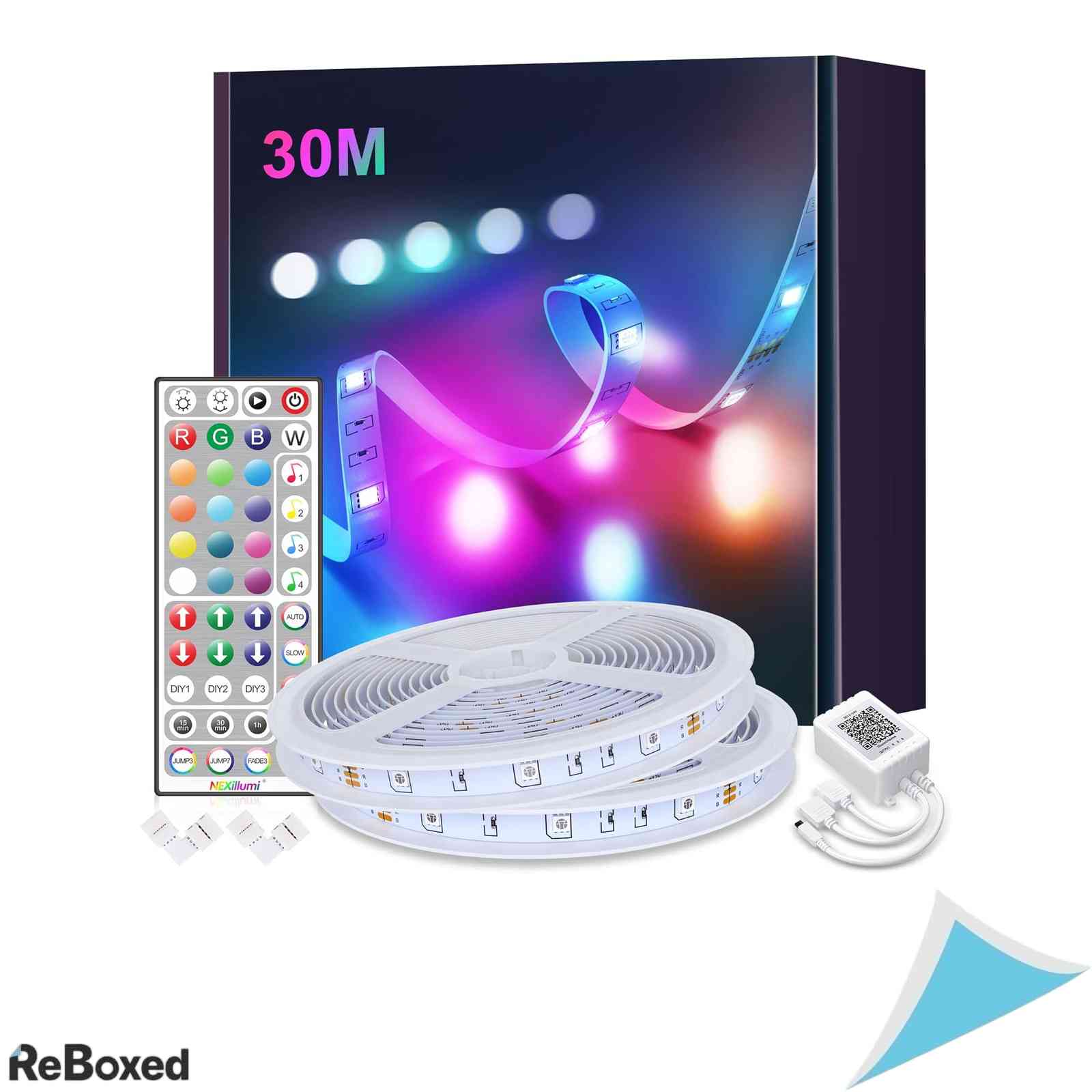 Banda LED RGB Mexllex Nallee 15m cu telecomanda 44 taste si sincronizare muzicala