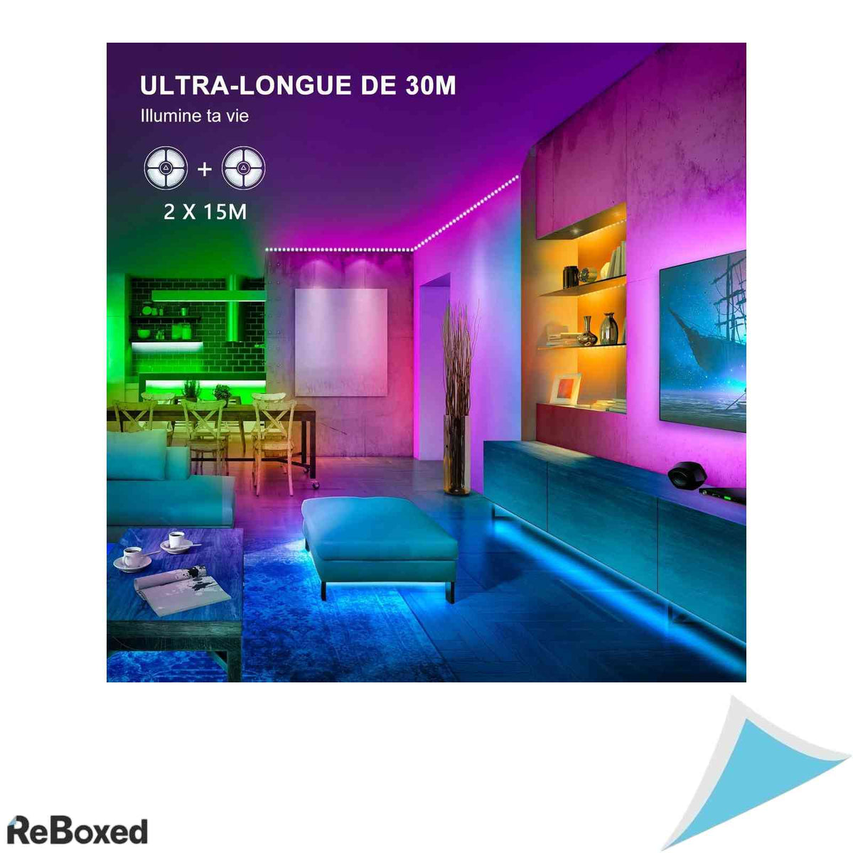 Banda LED RGB Mexllex Nallee 15m cu telecomanda 44 taste si sincronizare muzicala