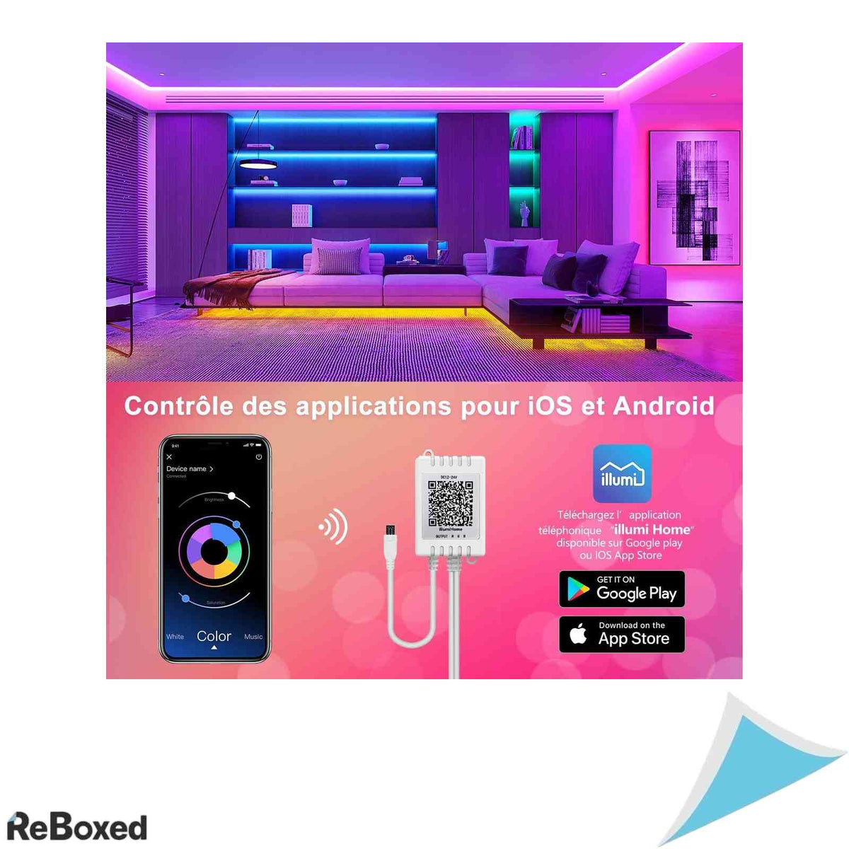 Banda LED RGB Mexllex Nallee 15m cu telecomanda 44 taste si sincronizare muzicala