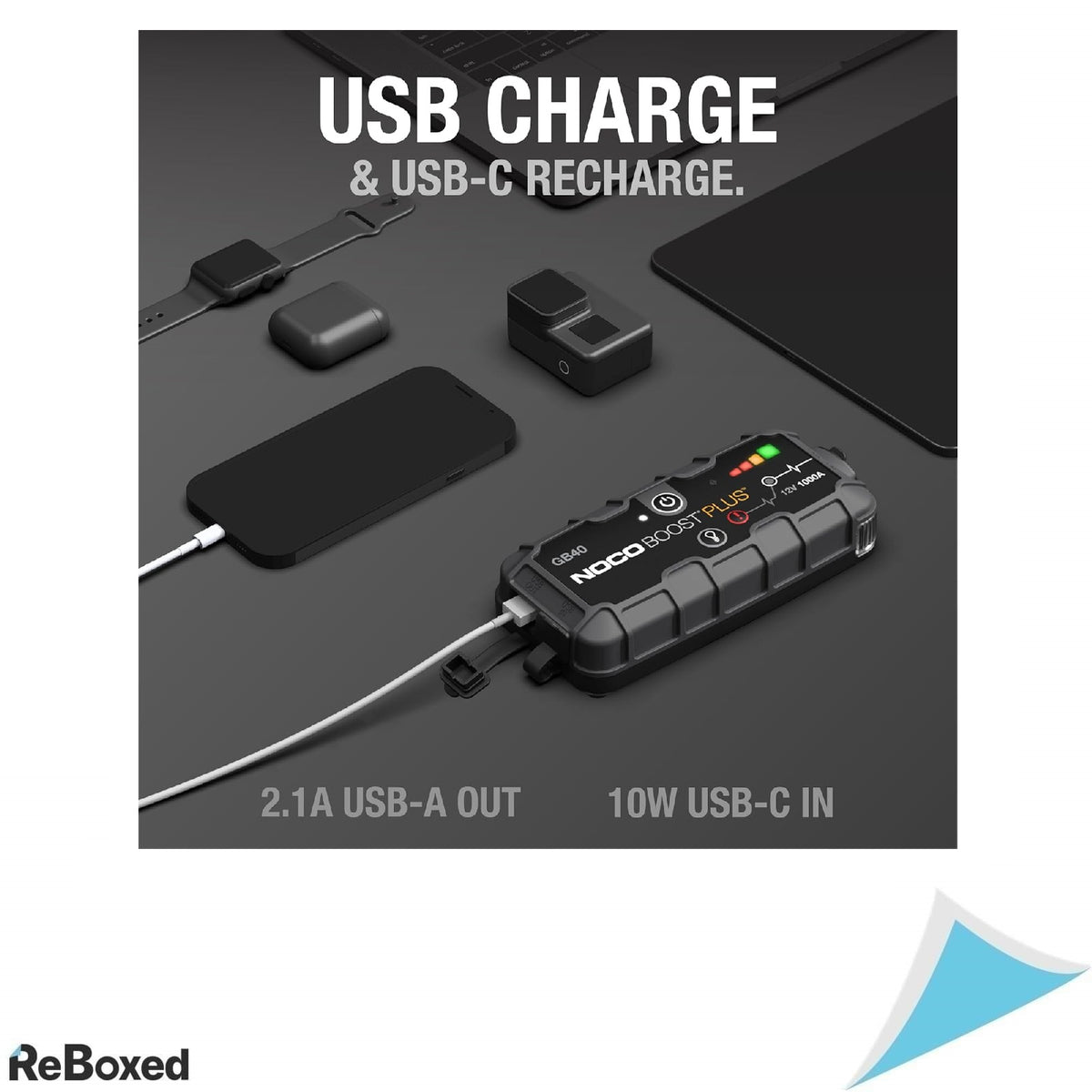 NOCO Boost GB40 – Jump Starter Portabil 1000A cu Baterie Litiu, Power Bank si Lanterna LED