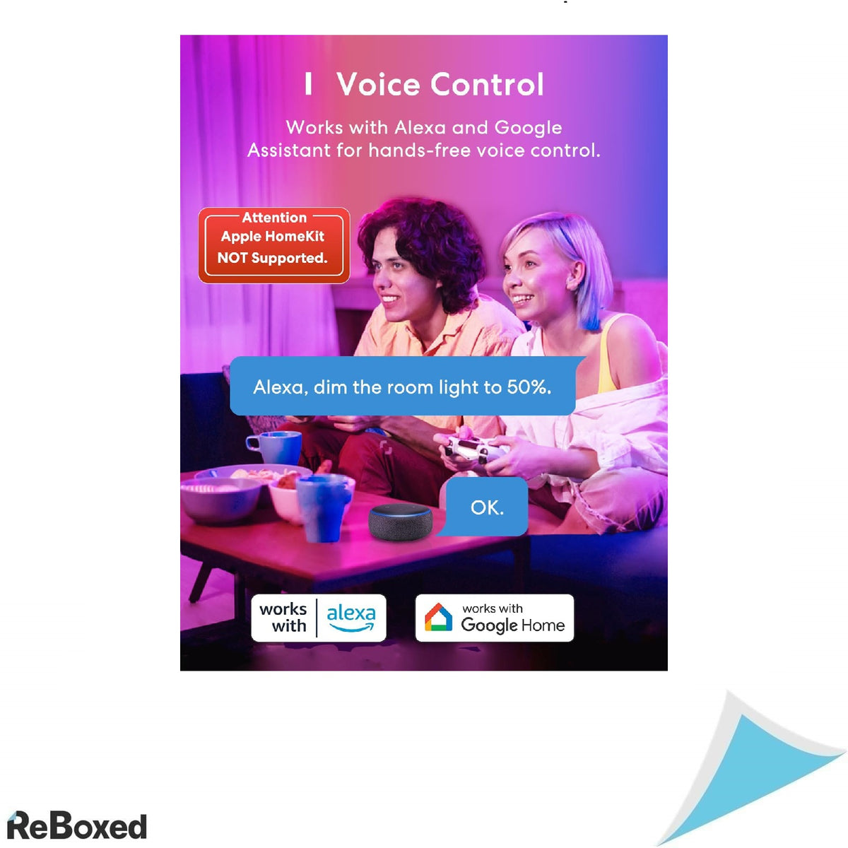 Bec inteligent Meross WiFi LED RGBWW E27, compatibil Alexa si Google Home, 9W, 2700K–6500K, dimabil