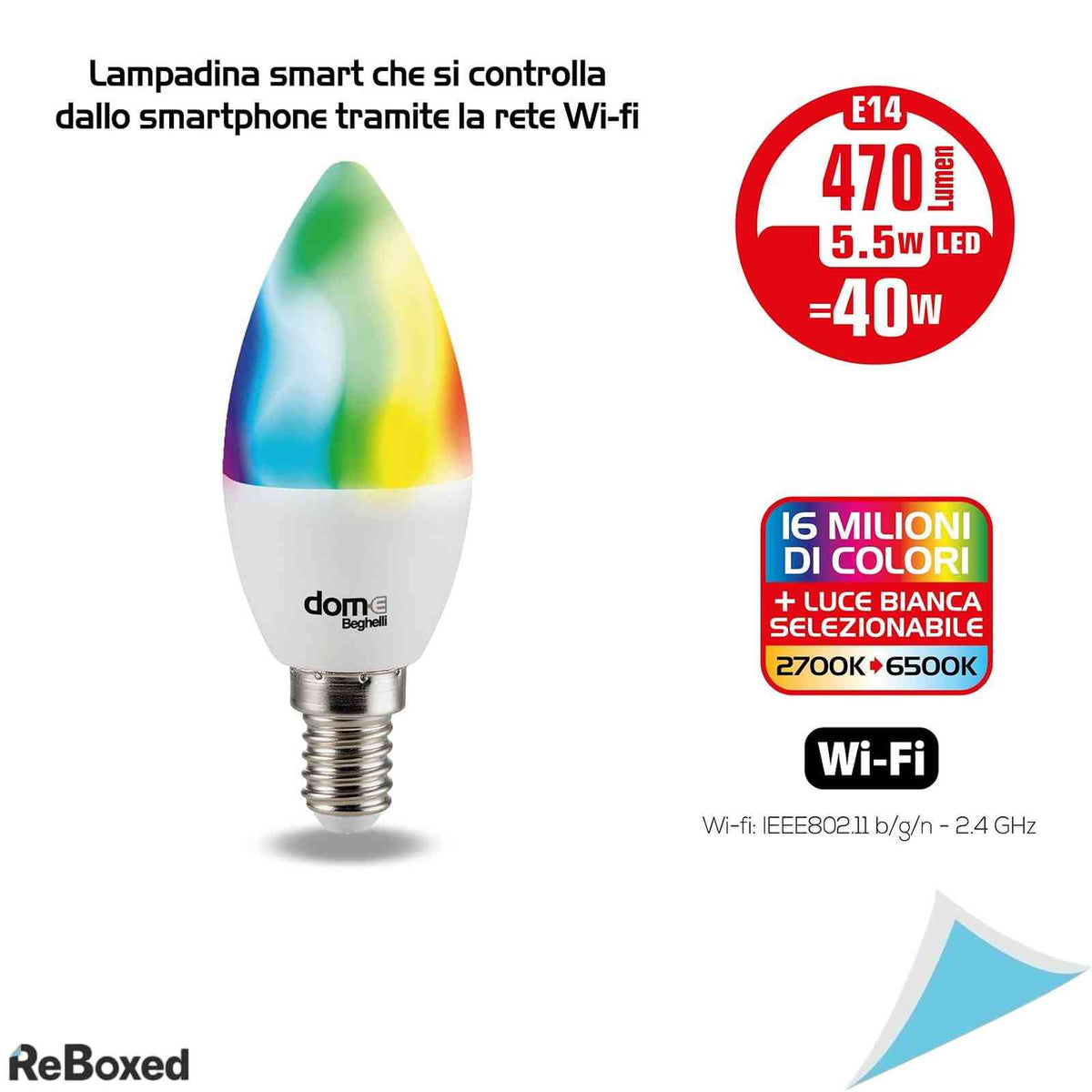 Bec LED Inteligent Beghelli Oliva E14, 5W (470 lm), Smart WiFi