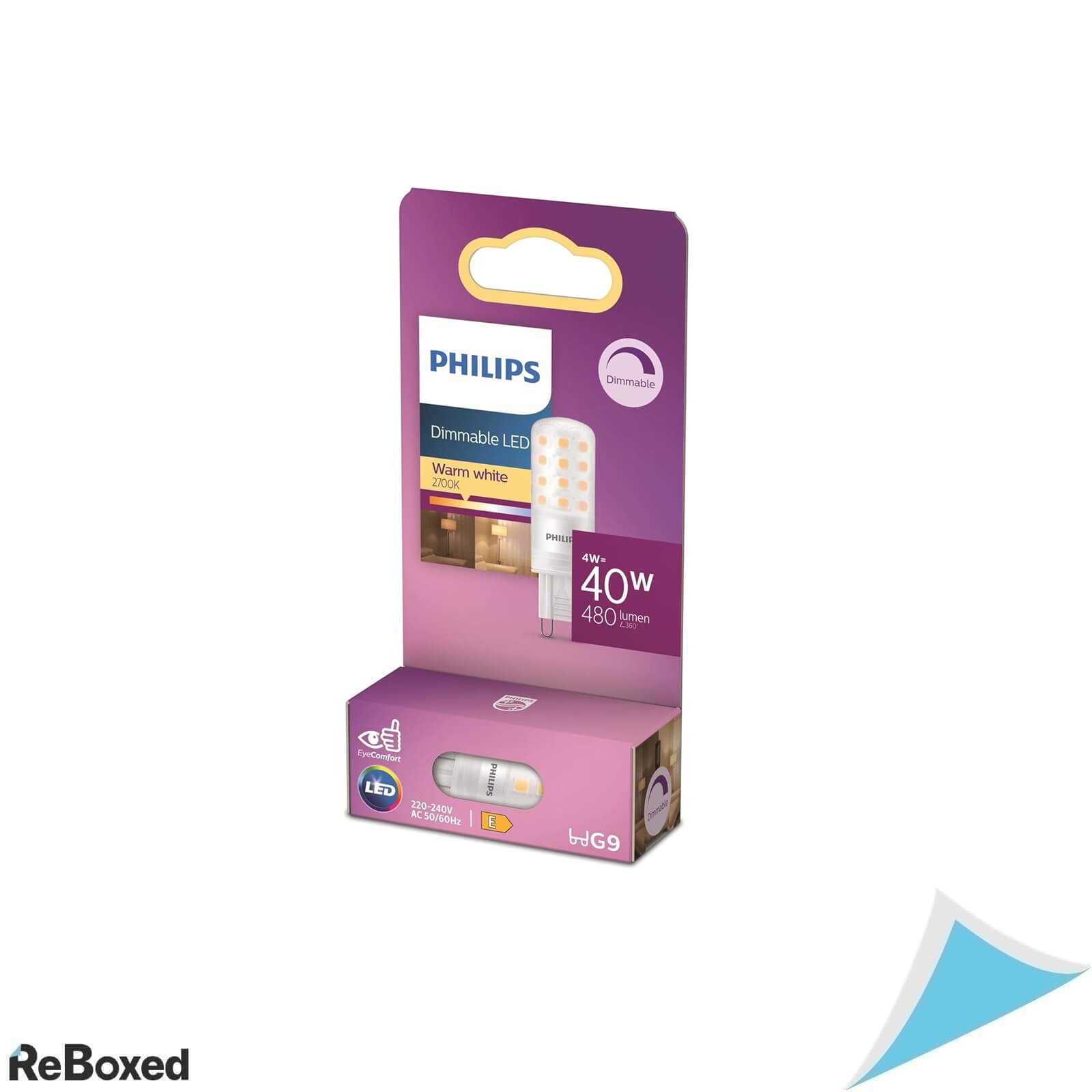 Bec LED Philips Capsule G9, 4W (Echivalent 40W), 480 lm, 2700K, Lumina Calda, Dimabil