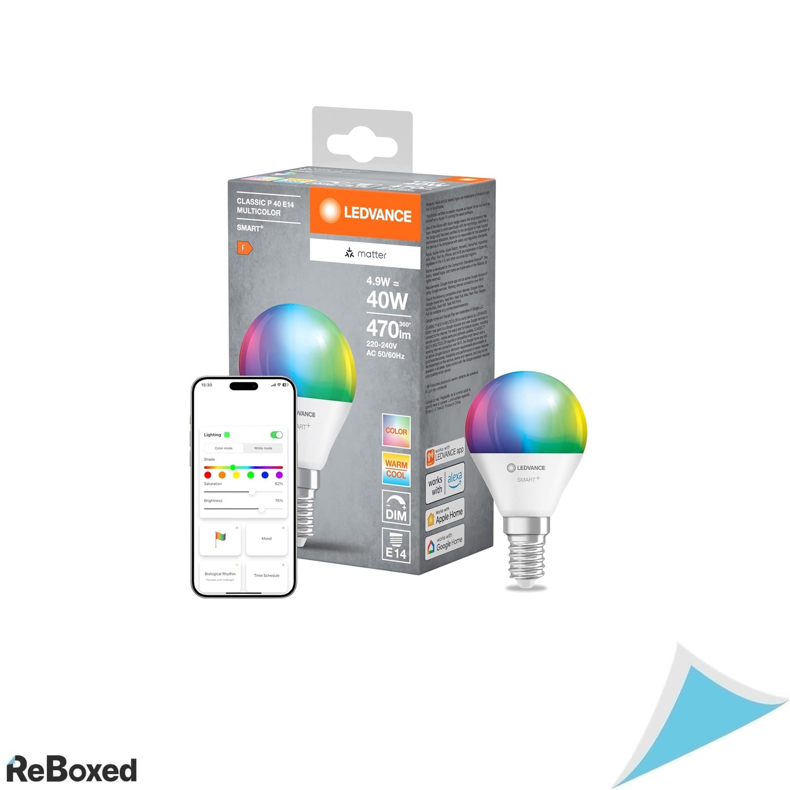 Bec LED Inteligent LEDVANCE SMART+ Matter E14, 4.9W, 470 lm, RGB + Alb Reglabil 2700-6500K, WiFi, Compatibil Alexa, Google Home si Apple Home