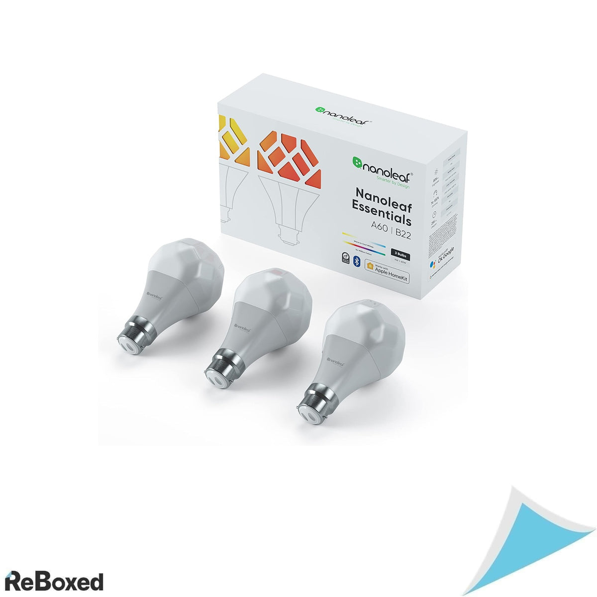 Set 3 Becuri Inteligente Nanoleaf Essentials Smart B22, RGB + Alb Reglabil 2700-6500K, 806 lm, Compatibile Apple HomeKit si Google Assistant
