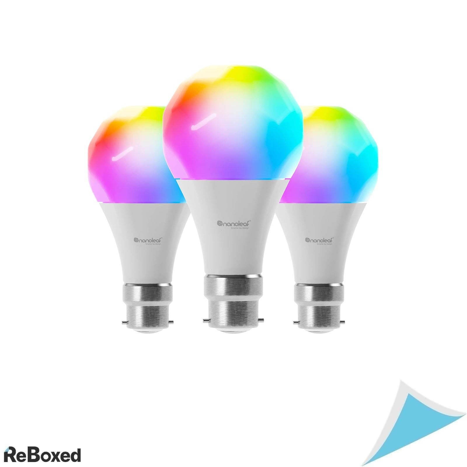 Set 3 Becuri Inteligente Nanoleaf Essentials Smart B22, RGB + Alb Reglabil 2700-6500K, 806 lm, Compatibile Apple HomeKit si Google Assistant