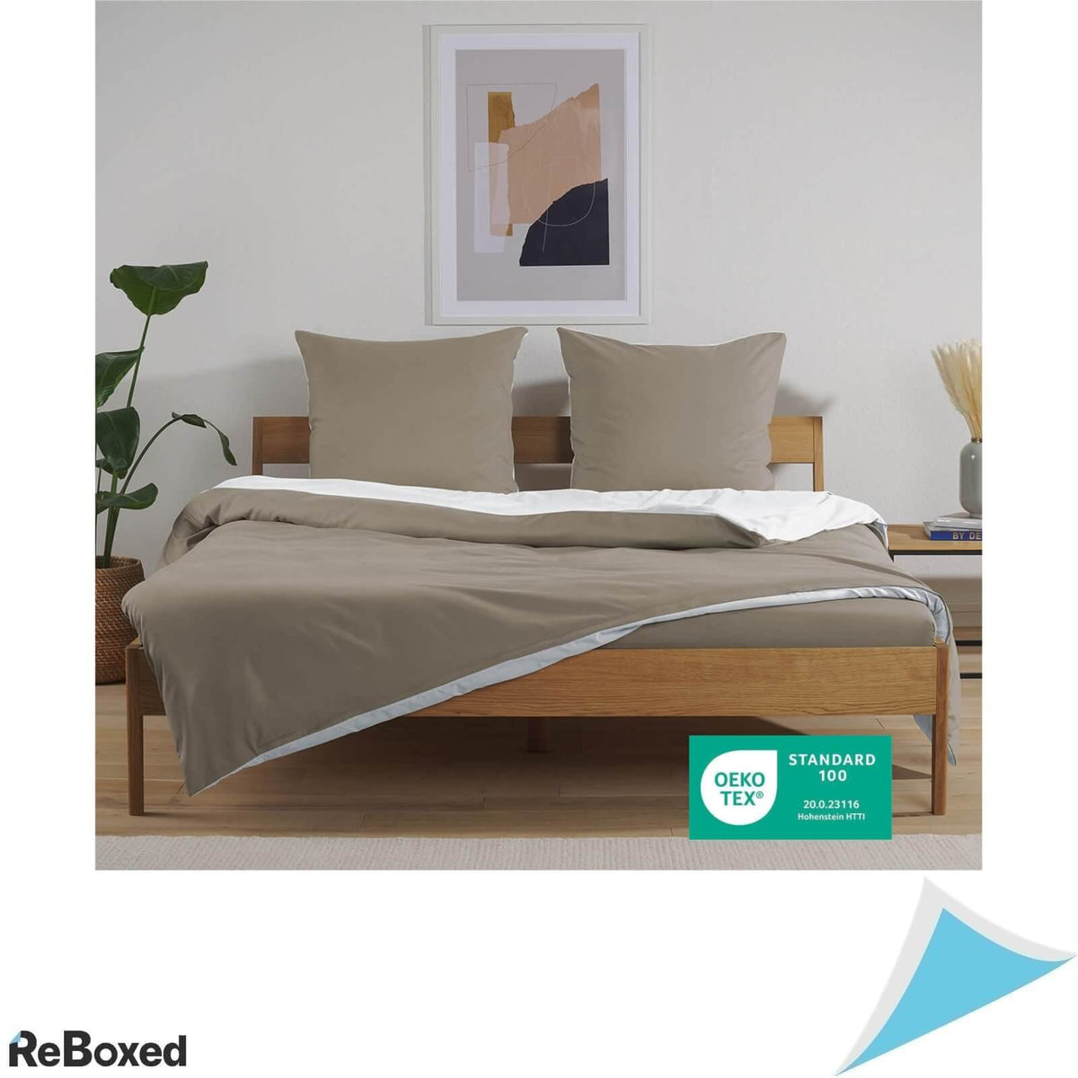 Blumtal Set Lenjerie de pat 140x200 si Perna 80x80 Taupe/Alb