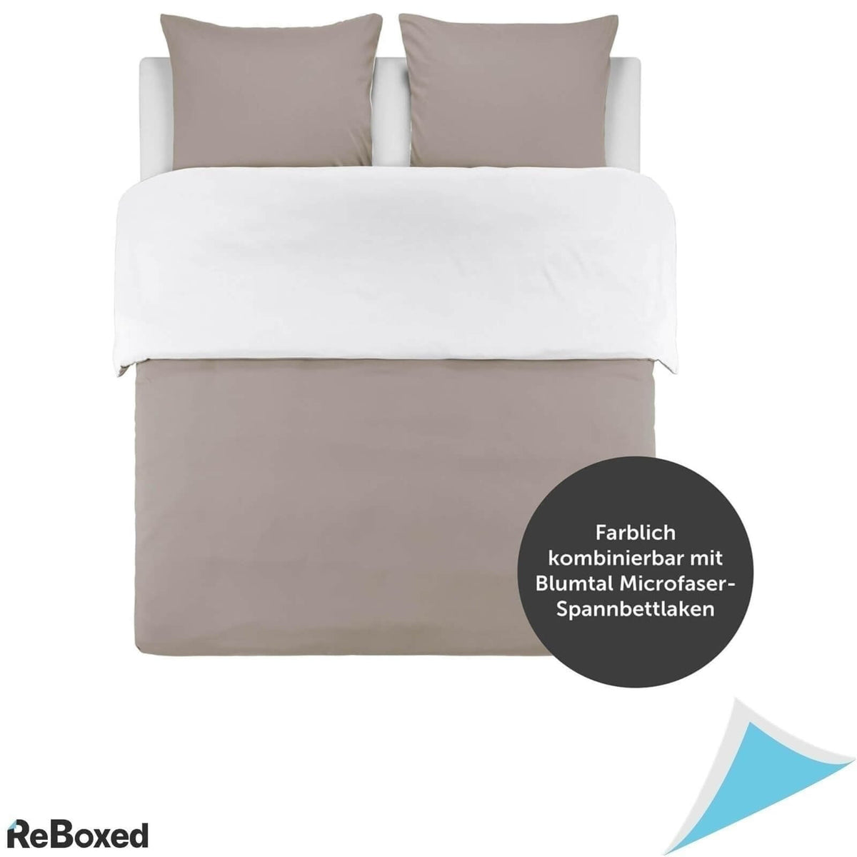 Blumtal Set Lenjerie de pat 140x200 si Perna 80x80 Taupe/Alb